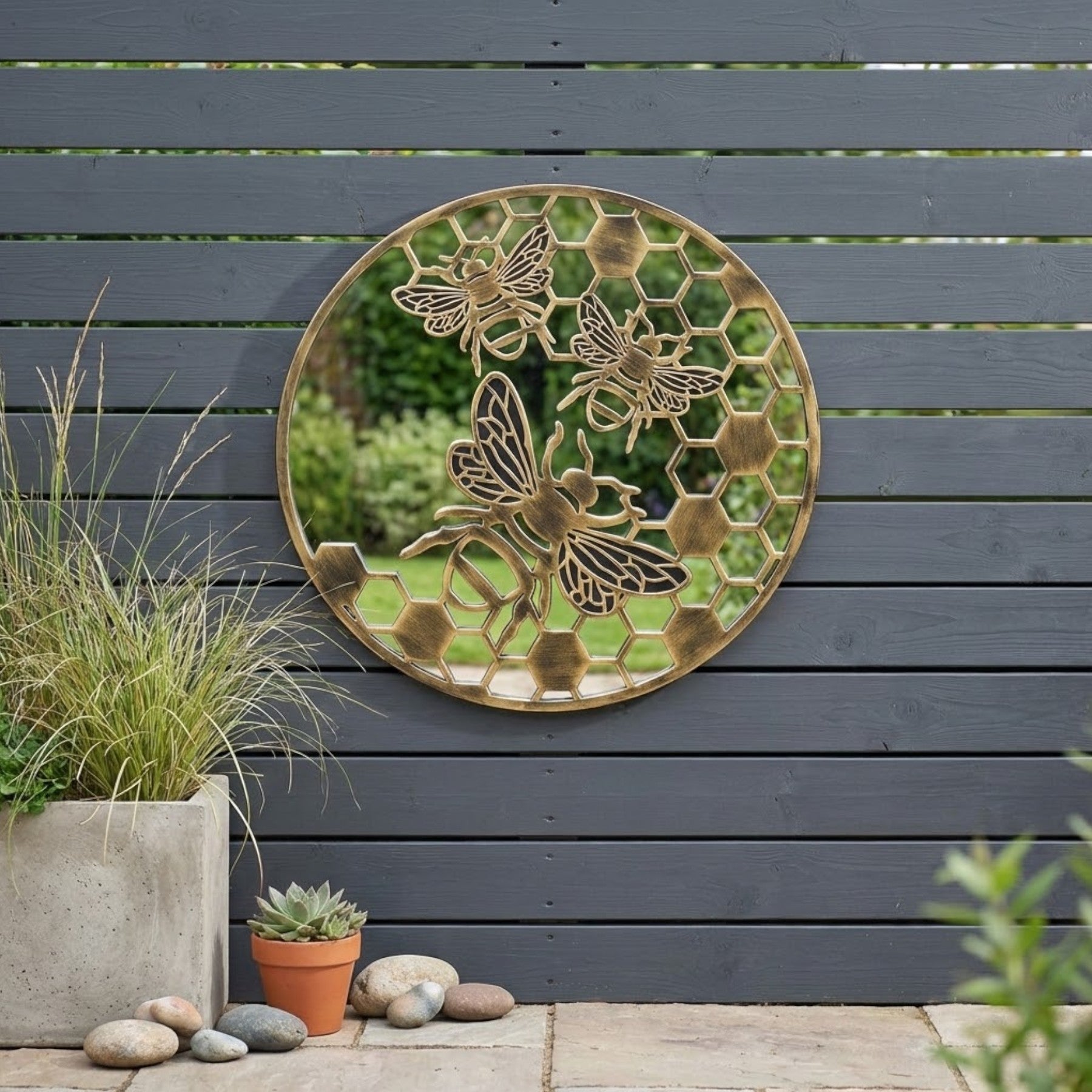Large Honeycomb Bee Garden Mirror