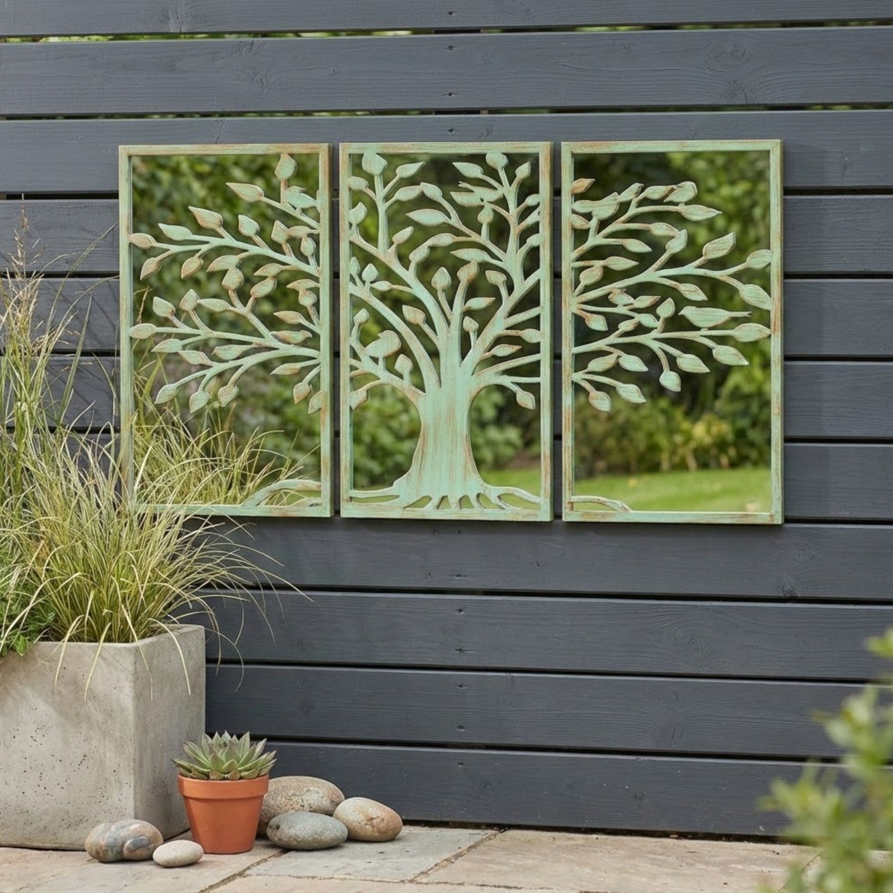 Triple Tree Of Life Garden Mirror Set