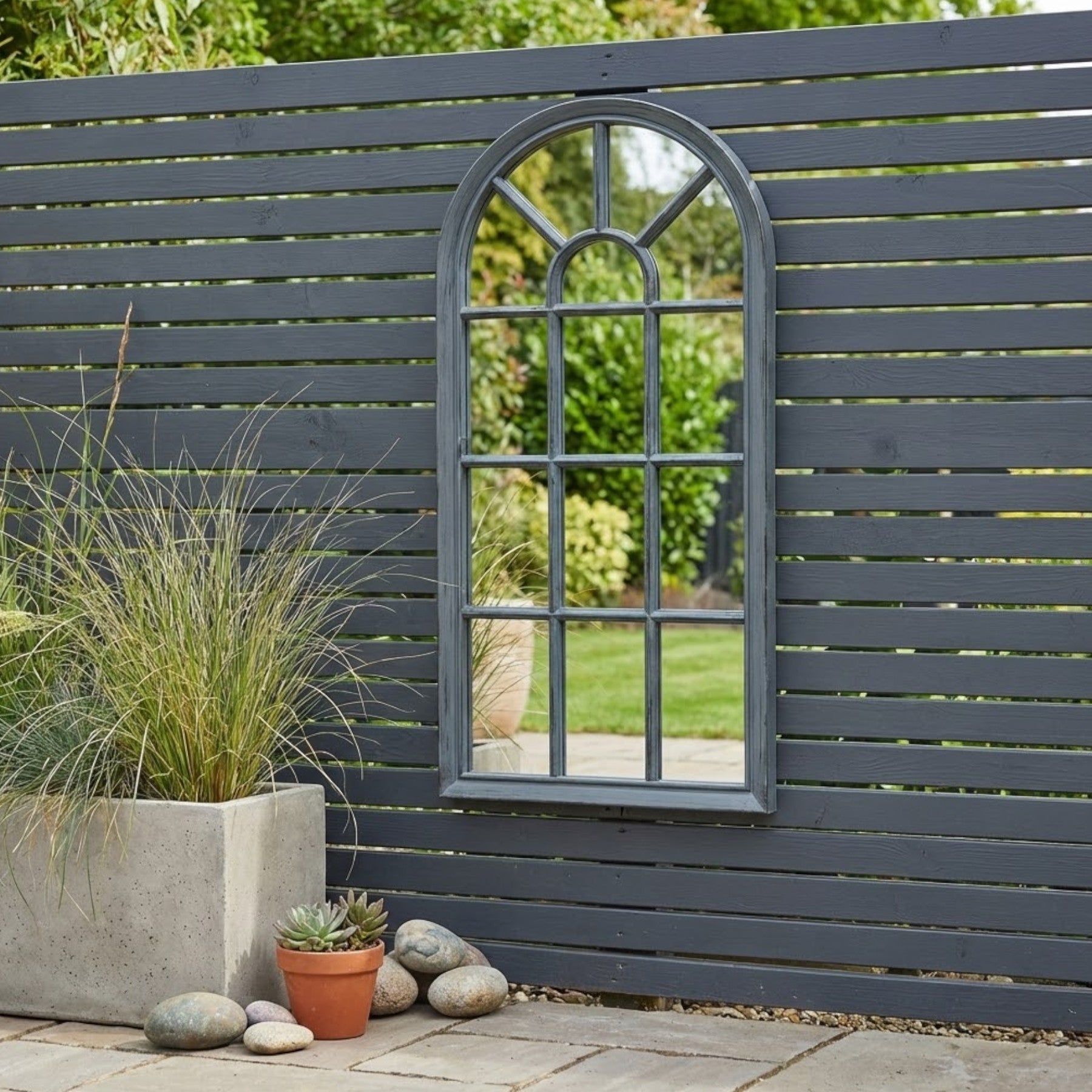 Lunaria Slate Arched Garden Mirror