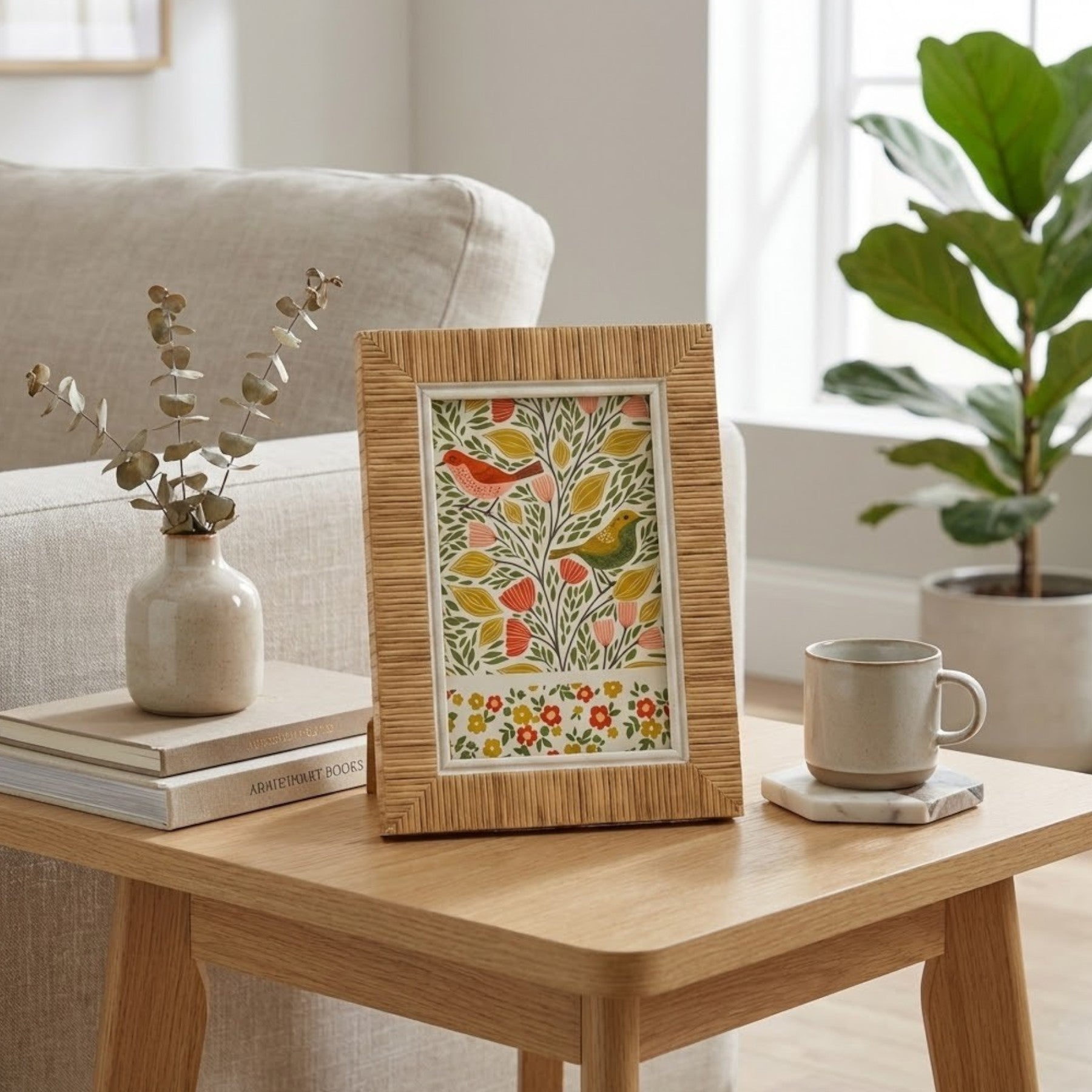 Stylish Rattan Songbird Photo Frame