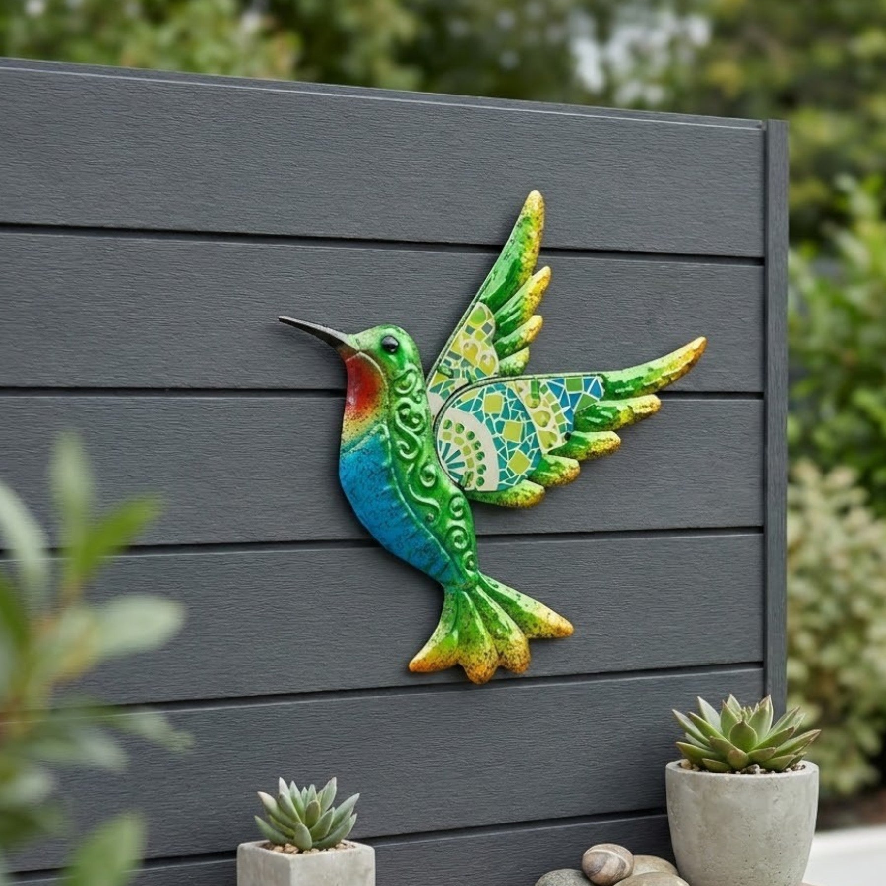 Mosaic Acrylic Wings Hummingbird Garden Wall Art