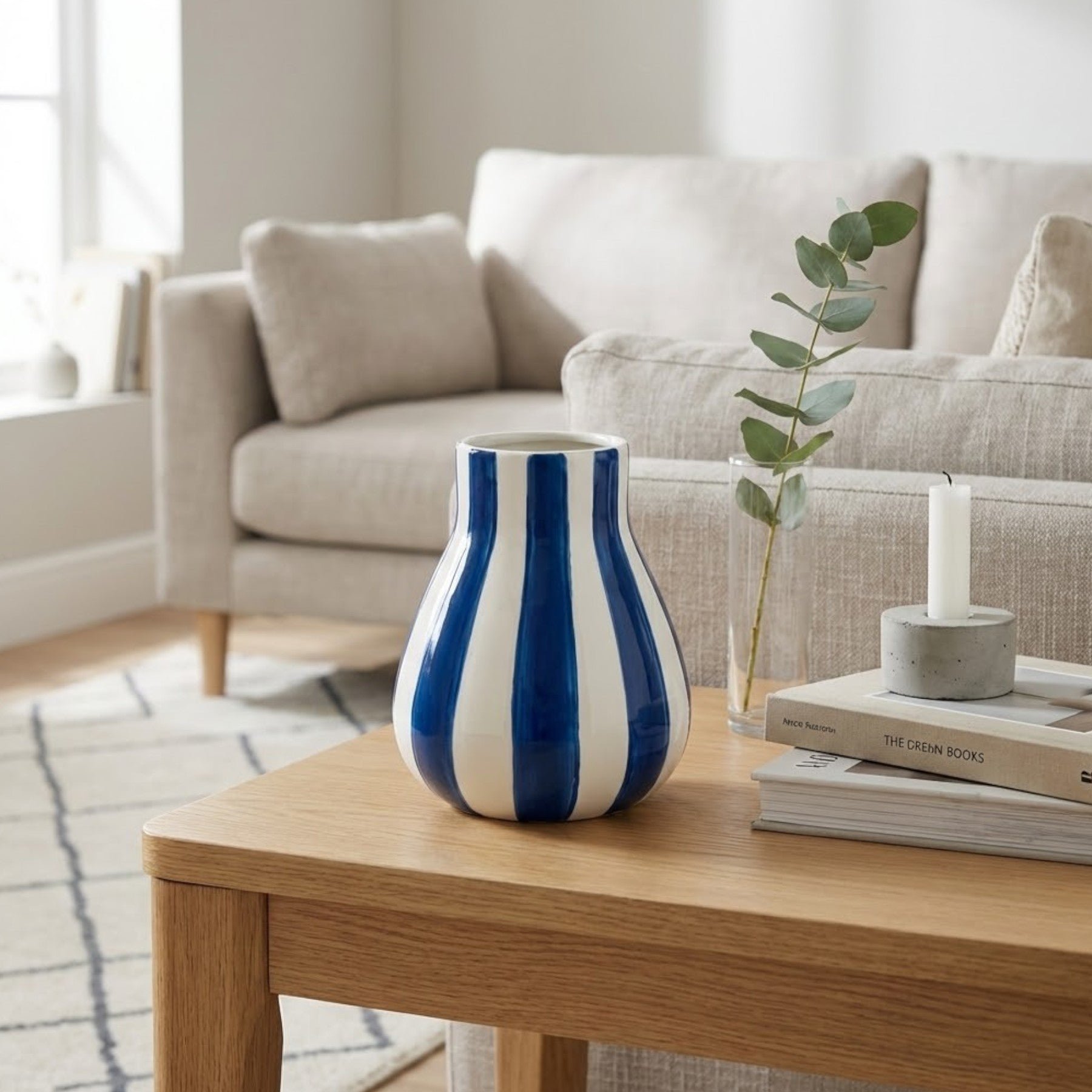 Aura Blue Stripe Decorative Vase