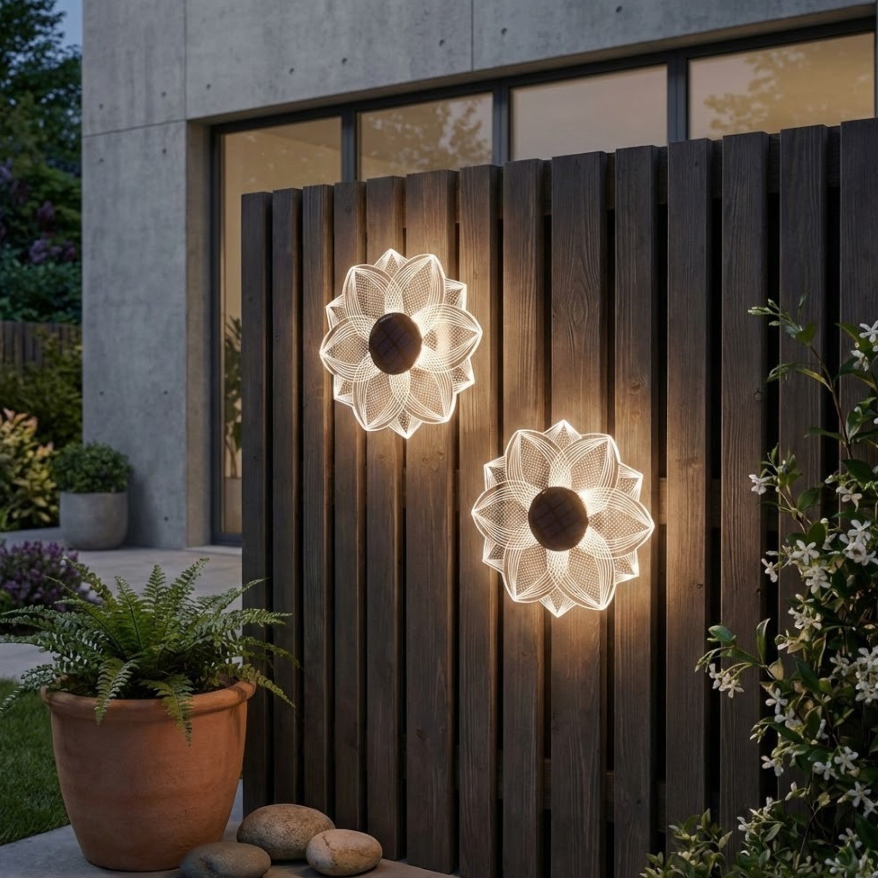 Duo Bloom Solar Light Fence Wall Art Set