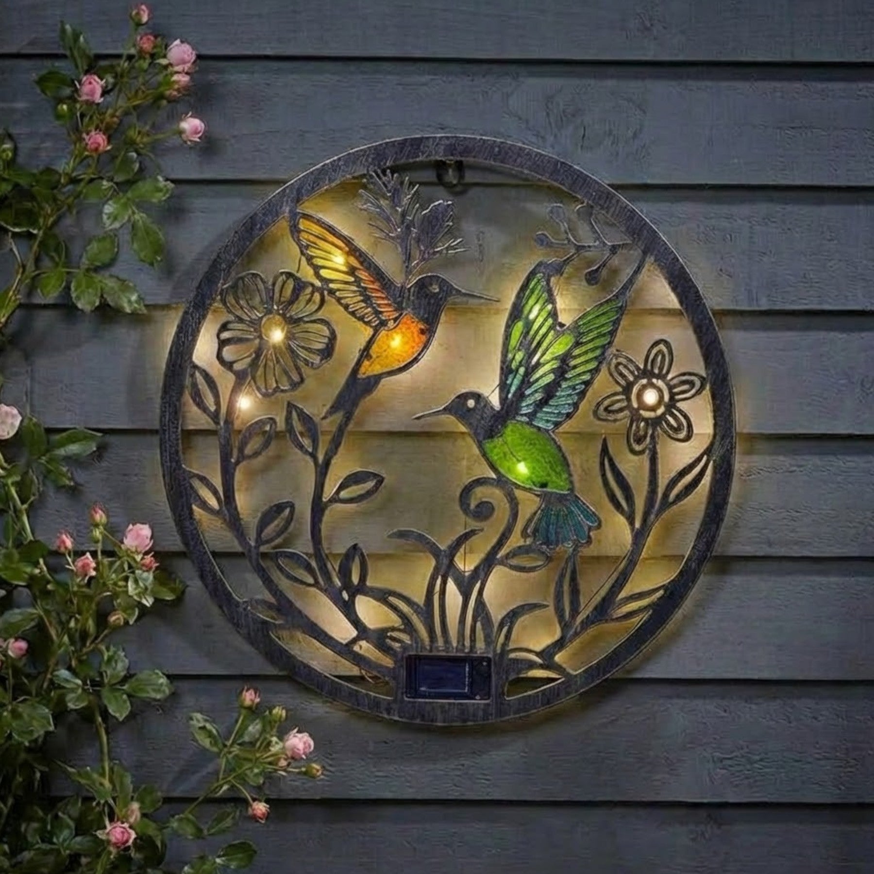 Lunaria Hummgbird Disc Solar Wall Light
