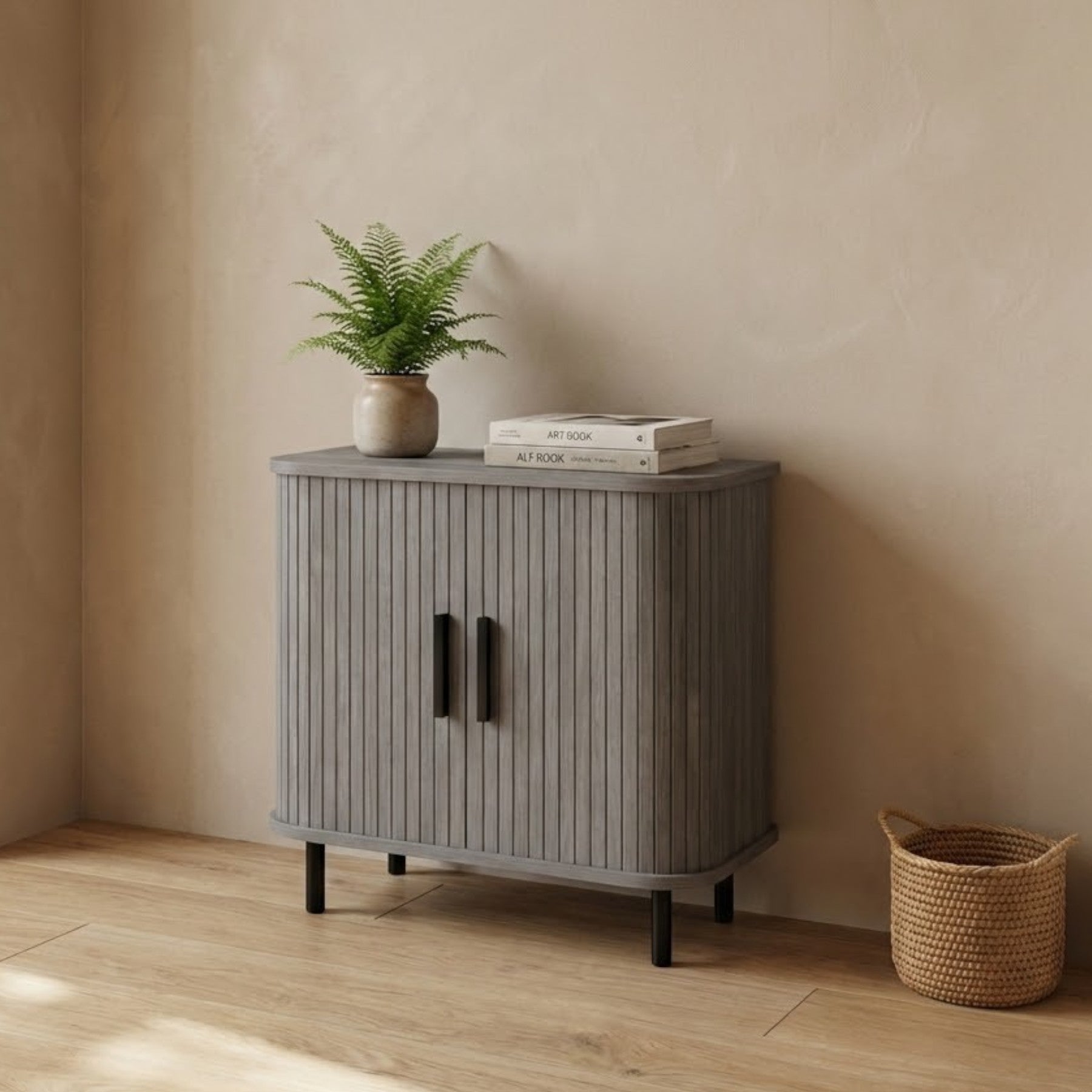 Evie Ribbed Charcoal Side Table