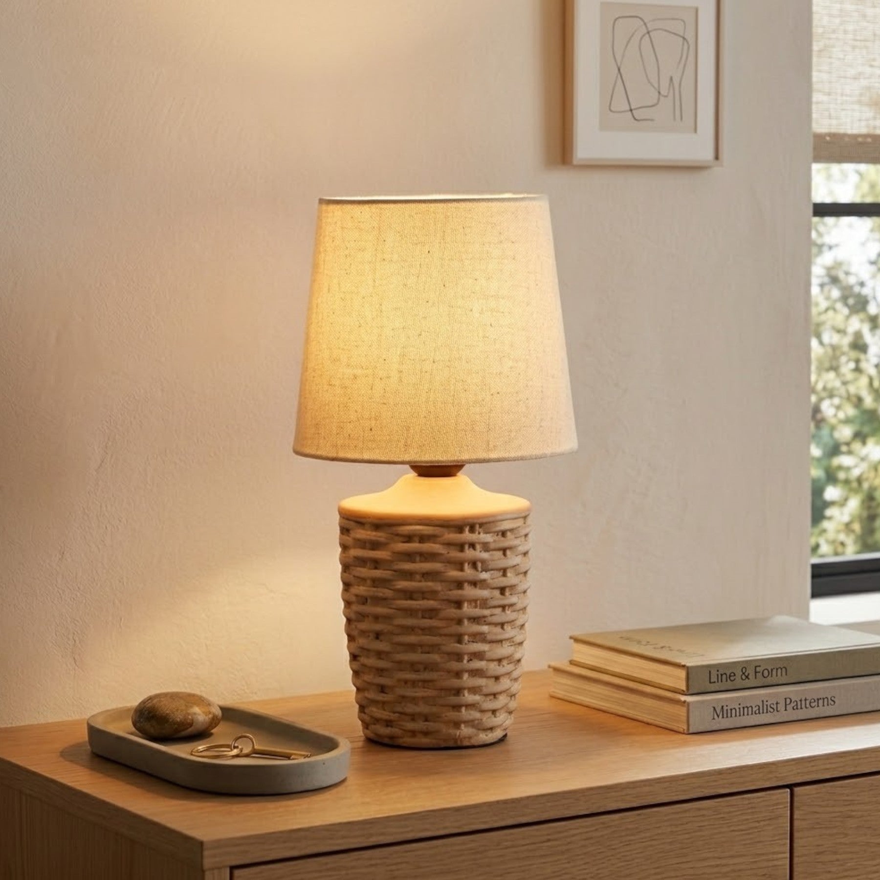 Relica Basket Weave Linen Table Lamp