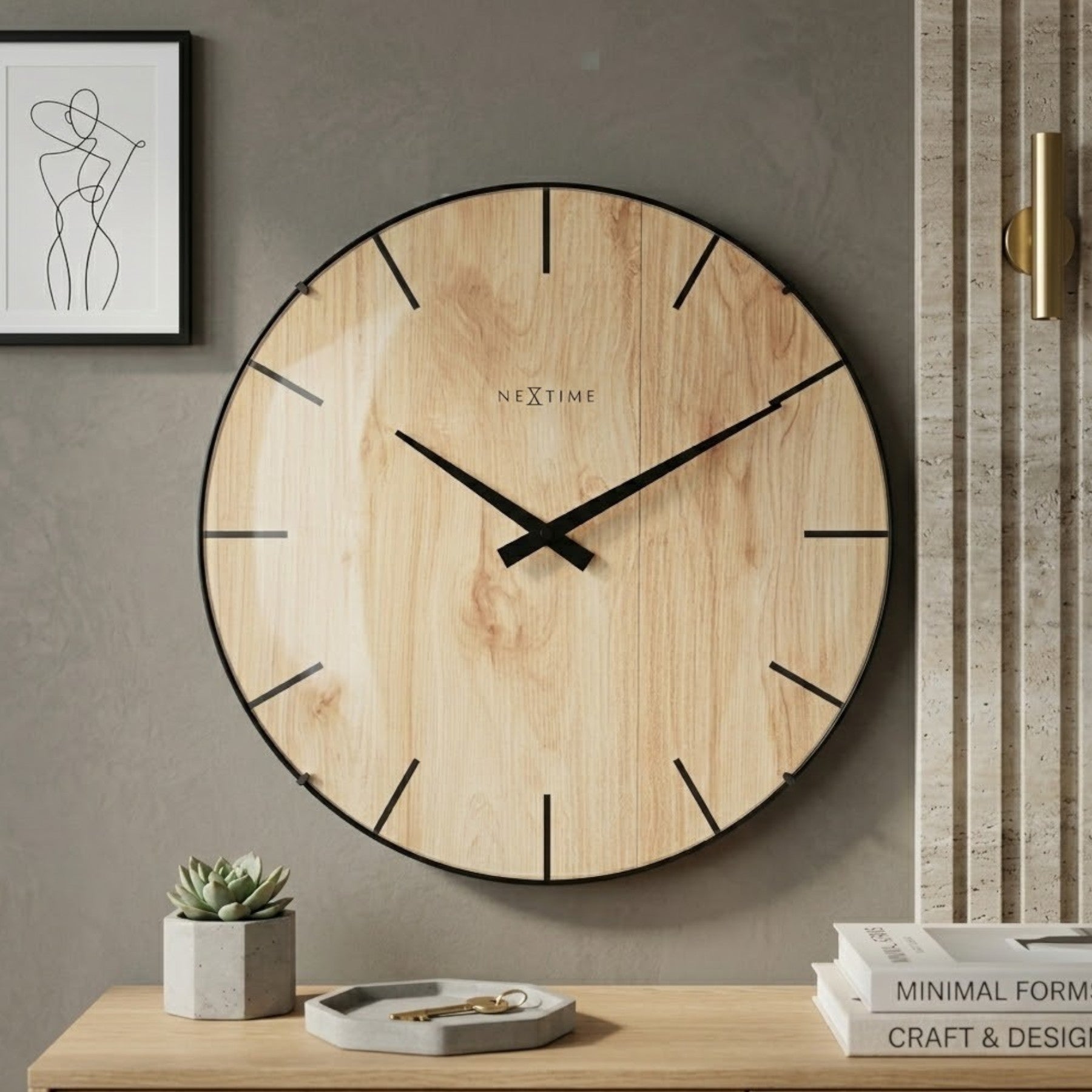 Edge Wood Dome Glass Wall Clock