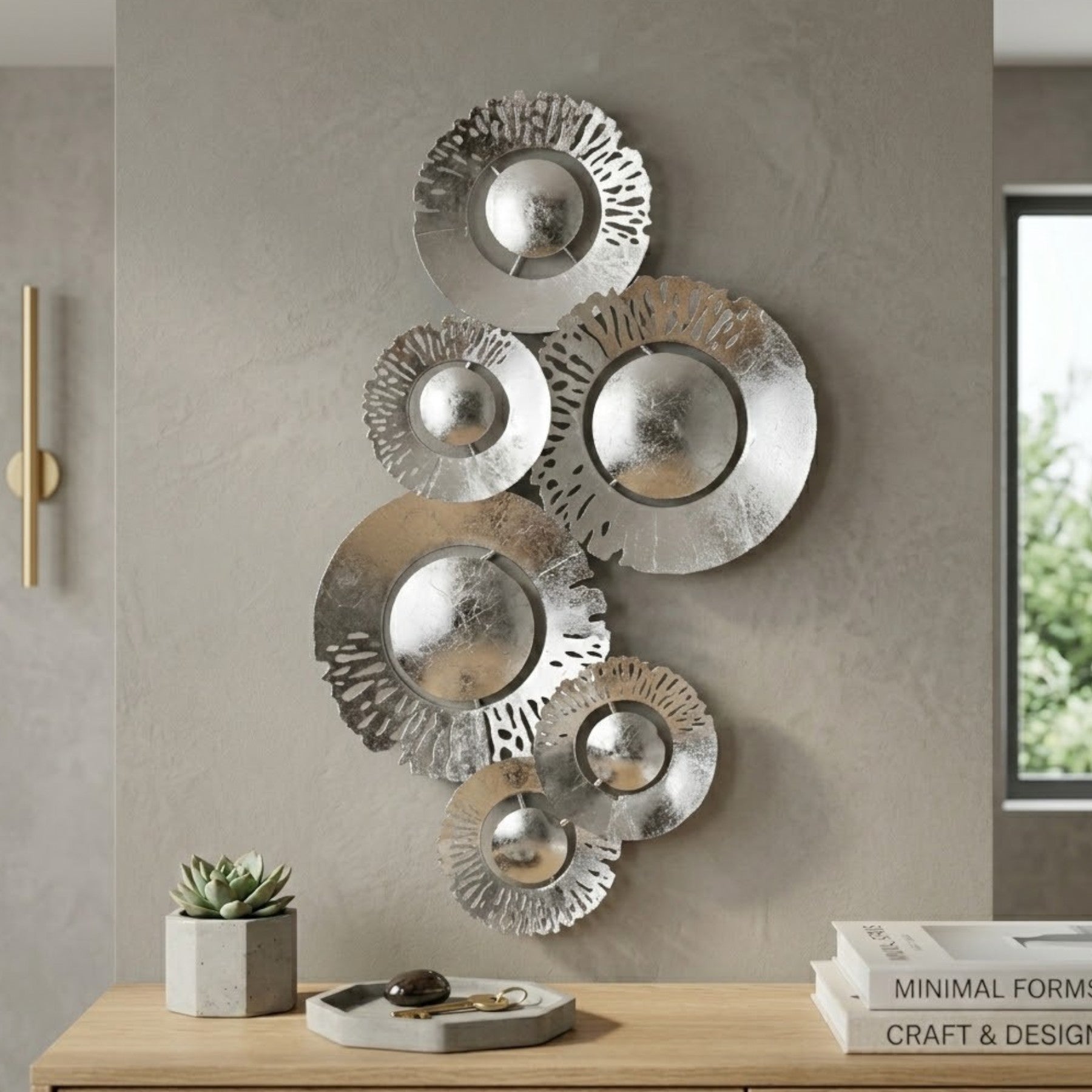 Relica Six Silver Circles Wall Art