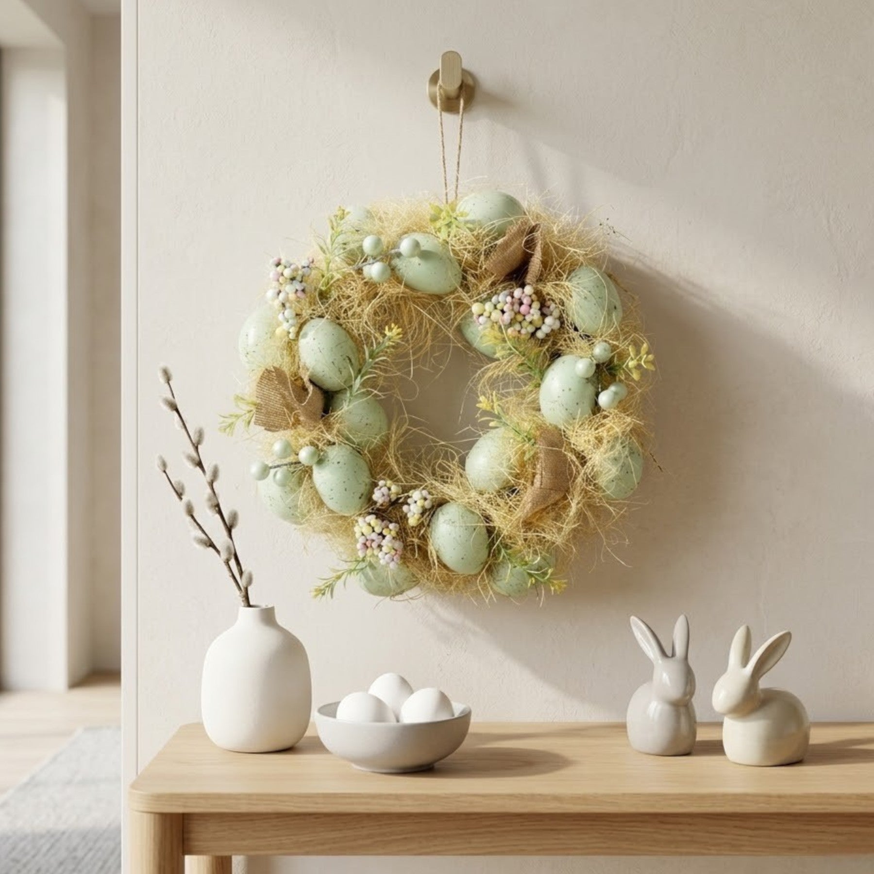 Springtime Pastel Green Egg Wreath