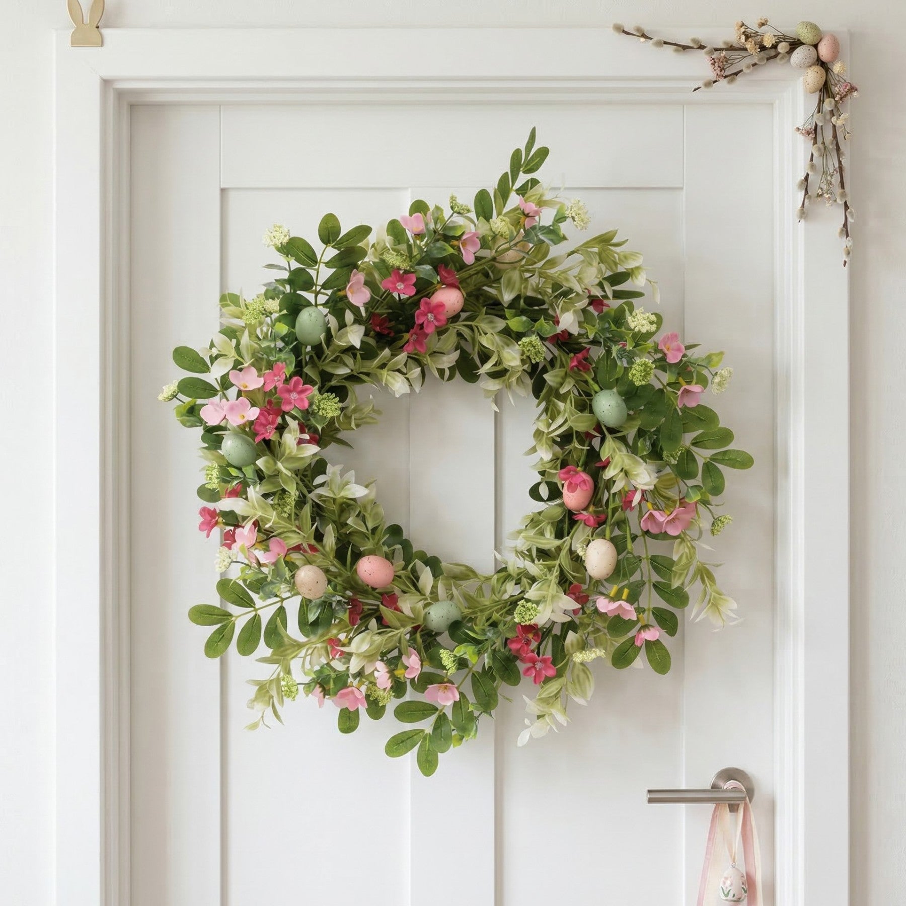 Springtime Blooms & Eggs Easter Wreath