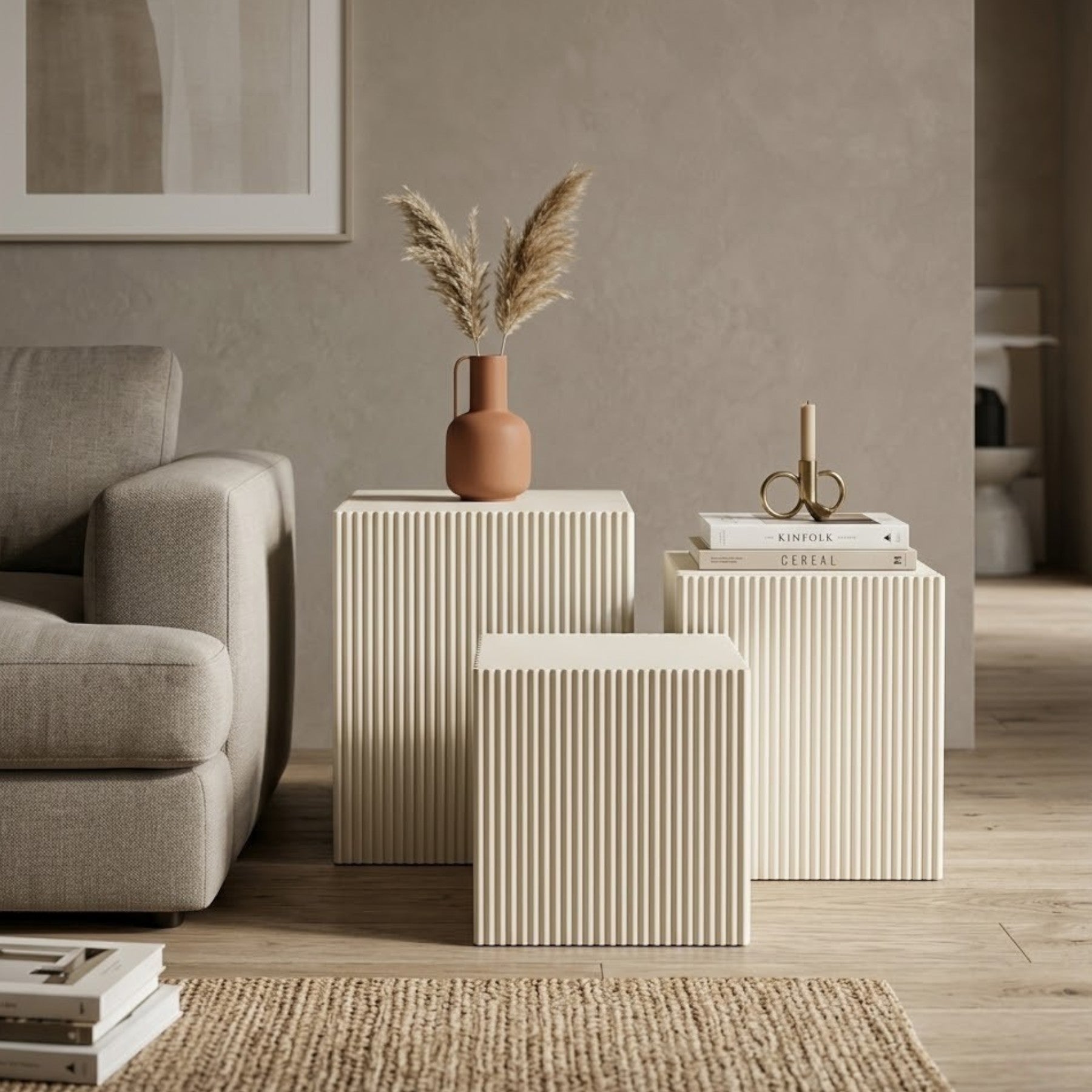 Trio Square Ribbed Sand Display Pedestals
