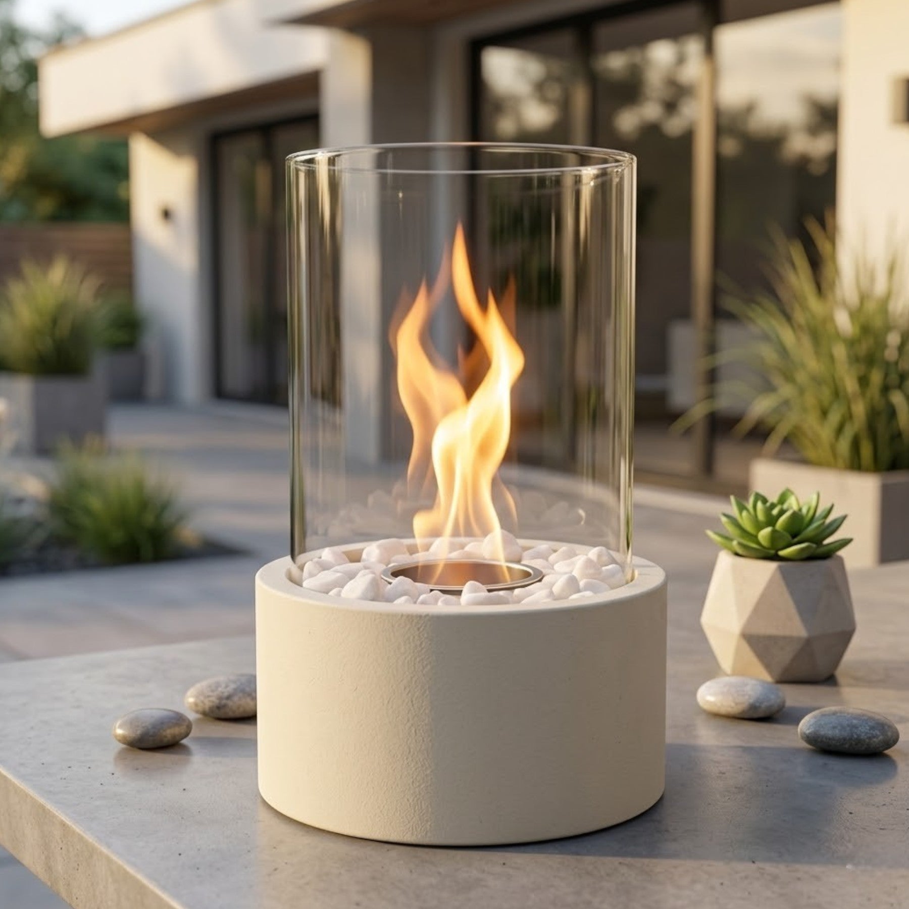 Lunaria Sand Round Table Fireplace