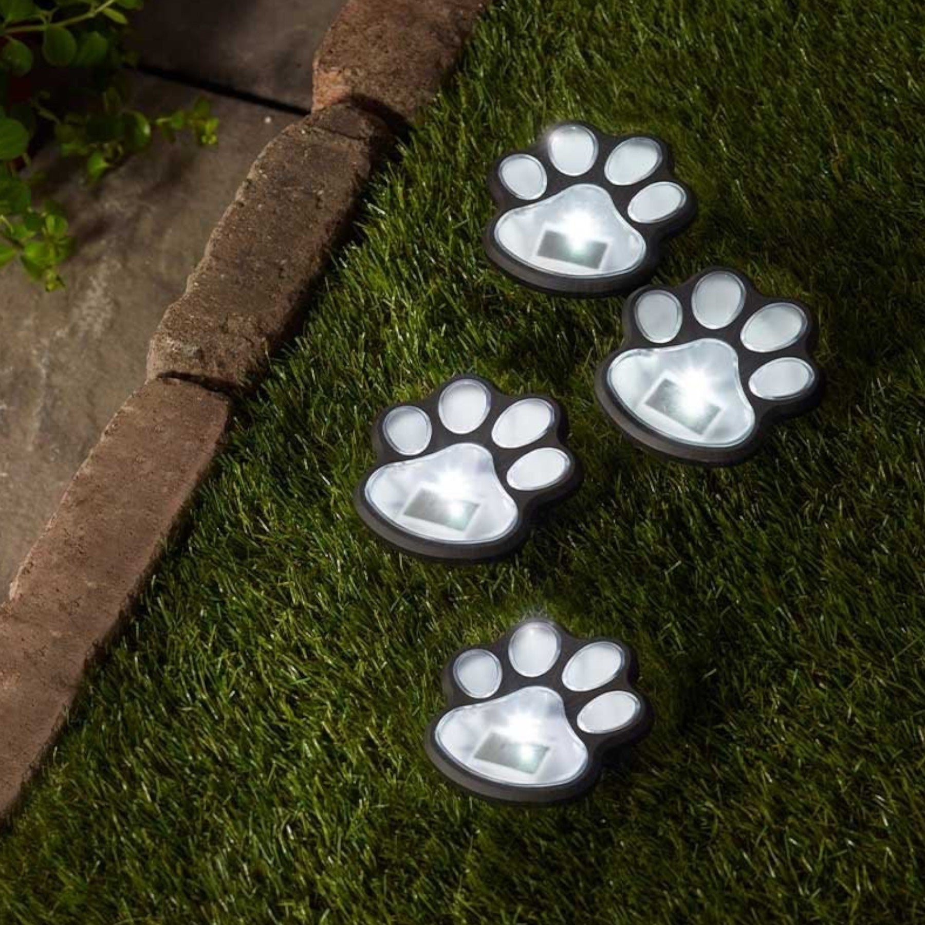 4 Pack Pet Paws Solar Stake Lights