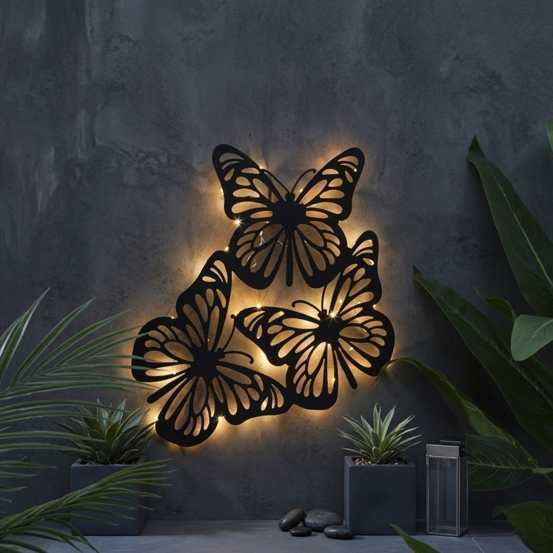 Lunaria 3 Butterfly Solar Wall Art Light