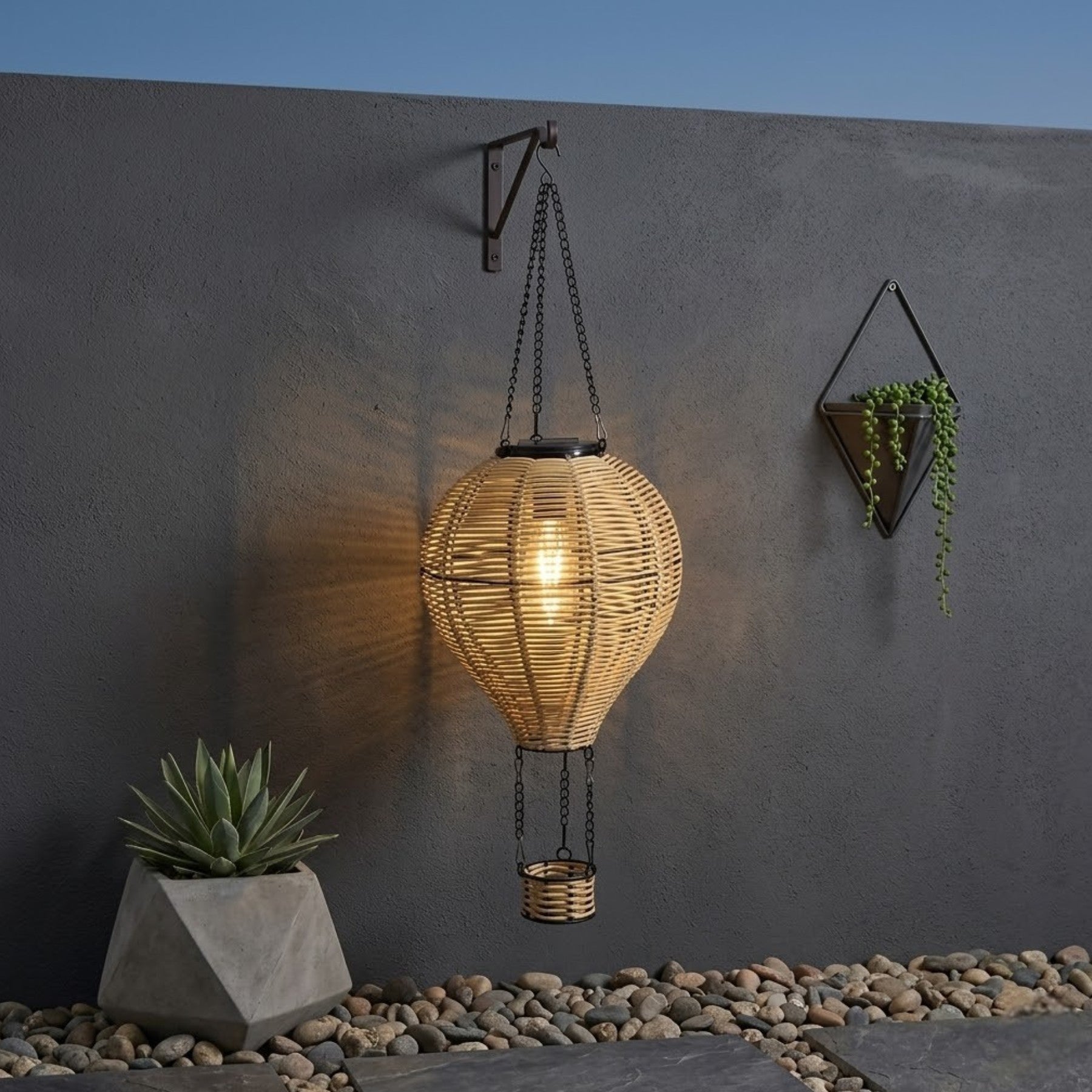Lunaria Rattan Hanging Solar Hot Air Balloon