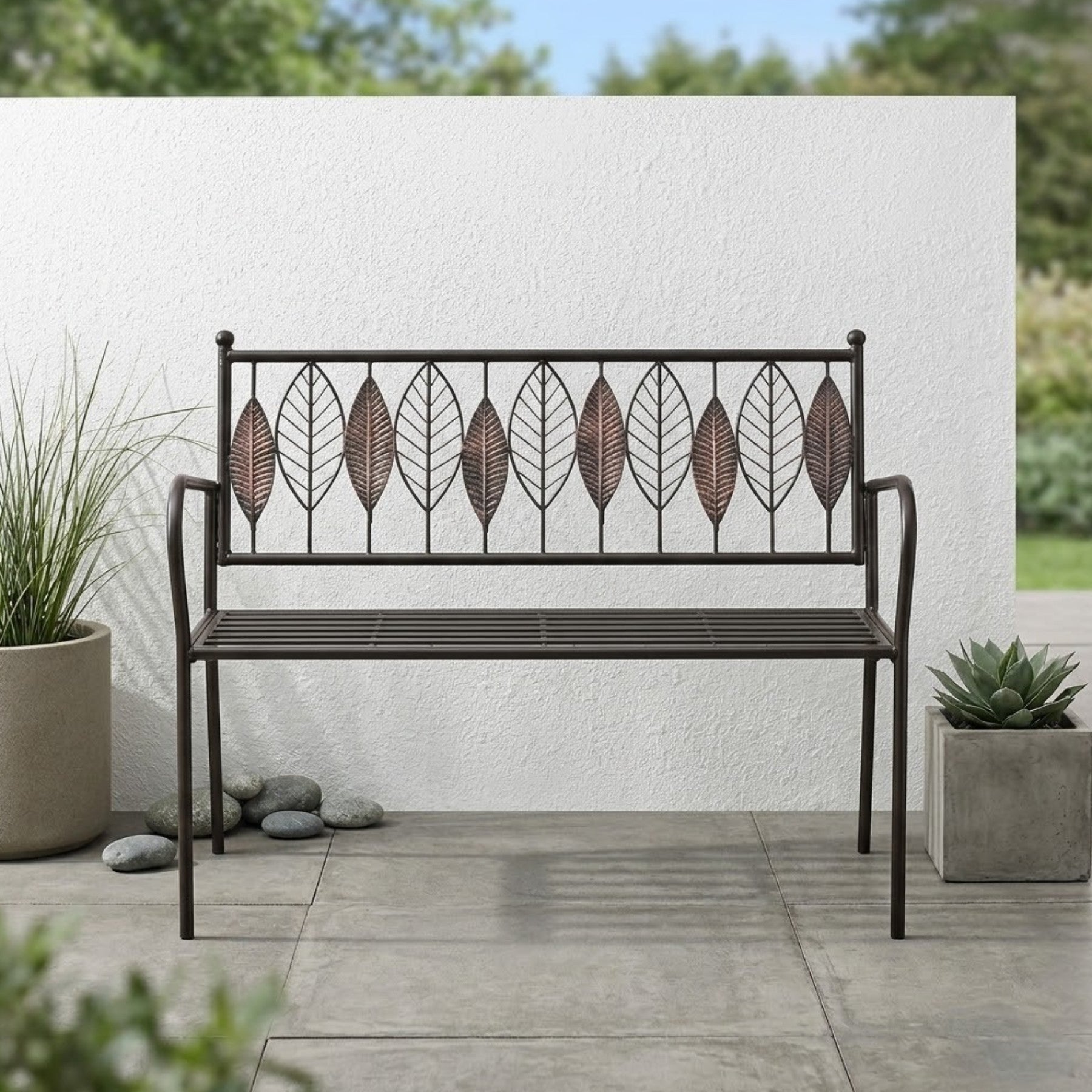 Arboretum Leaf Rustic Garden Bench