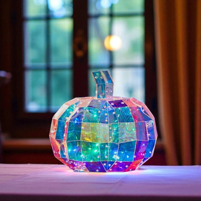 Autumn Light Up Iridescent Pumpkin