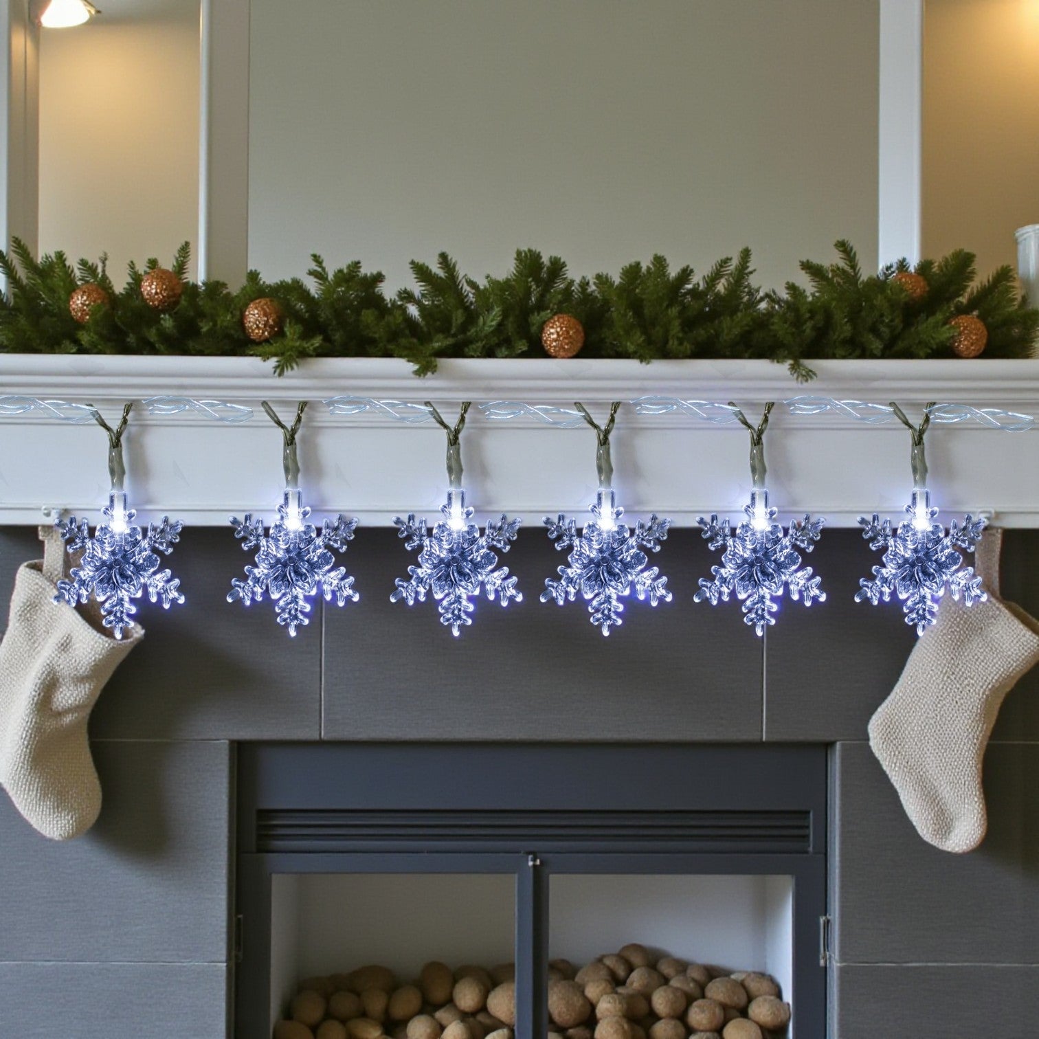 10 LED Snowflake String Lights