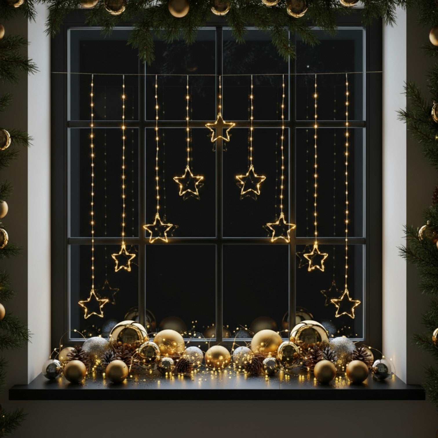 1.2m Light Up Curved Star Window Lights