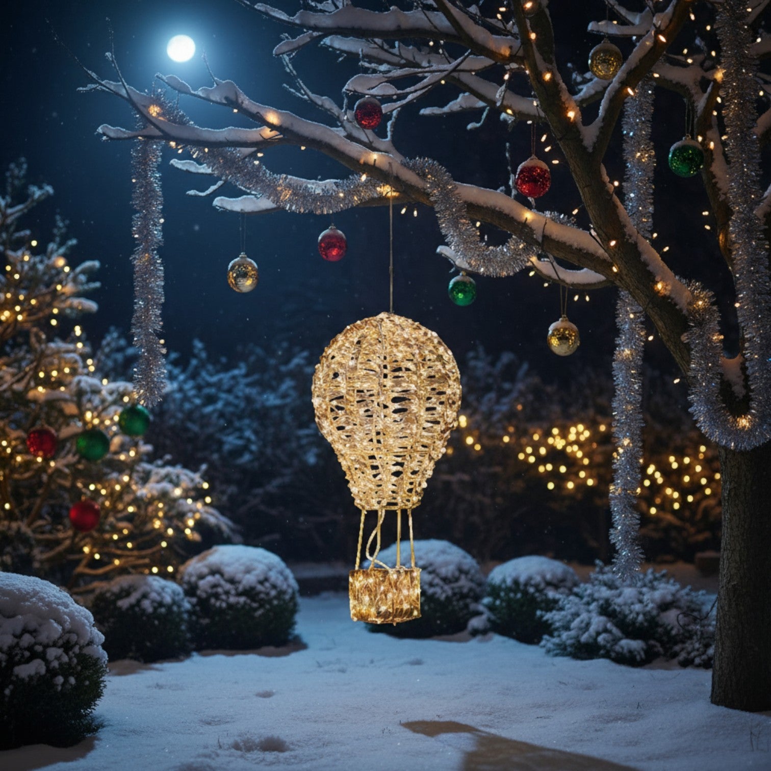 Hanging Gold Twist Light Up Hot Air Balloon