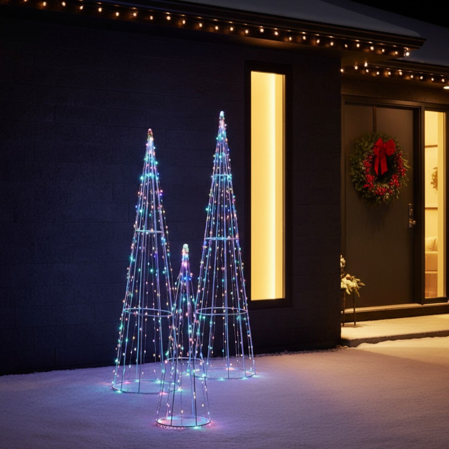 Set Of 3 Multicoloured Tree Cones