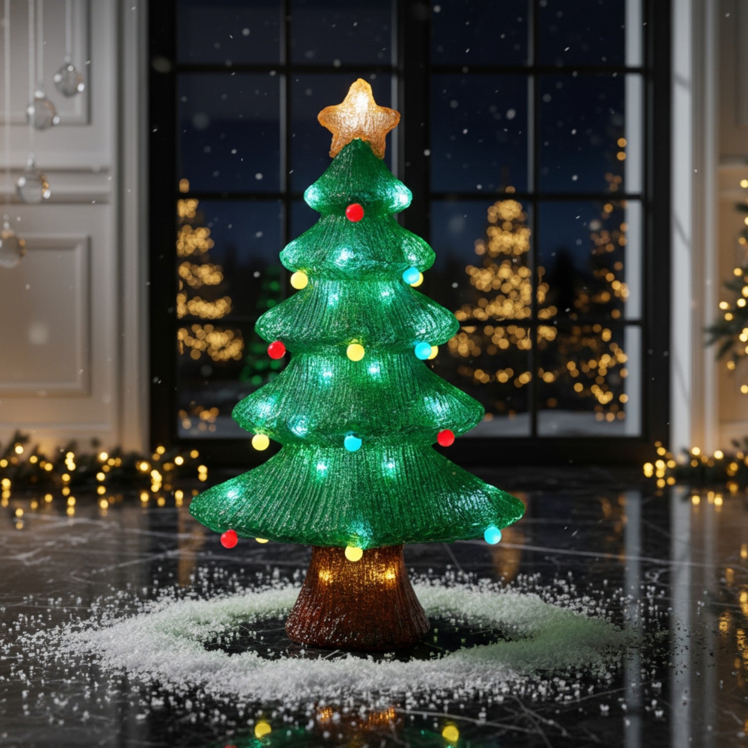 Inlit Ice Light Up Christmas Bauble Tree
