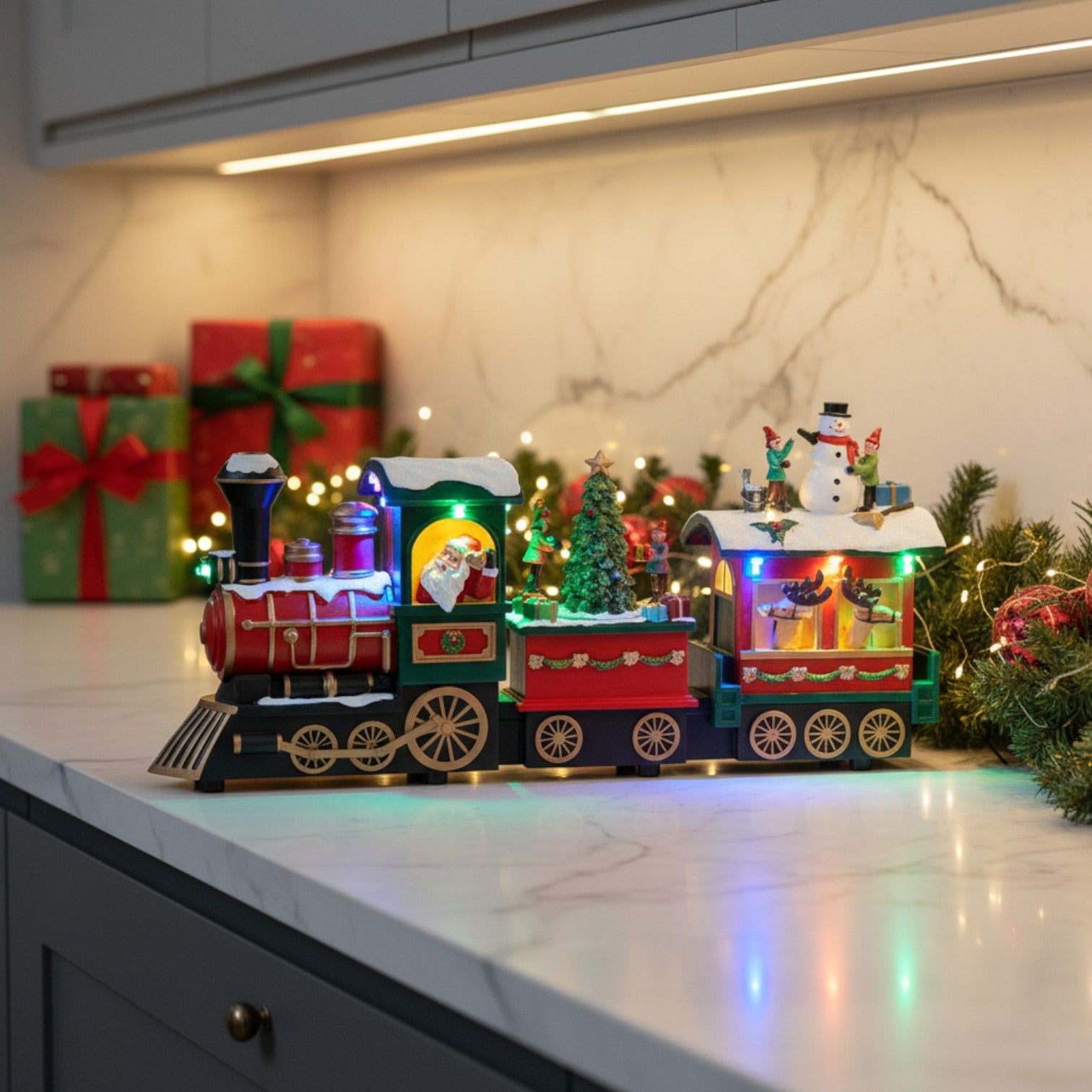 Musical Choo Choo Train Christmas Scene