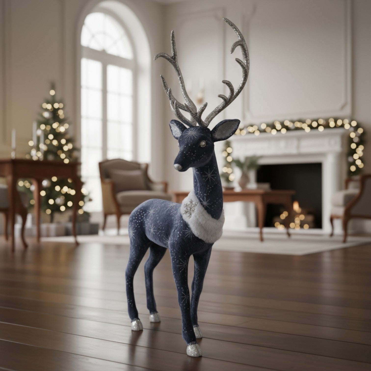 Luxurious Grand Snowflake Deer Ornament