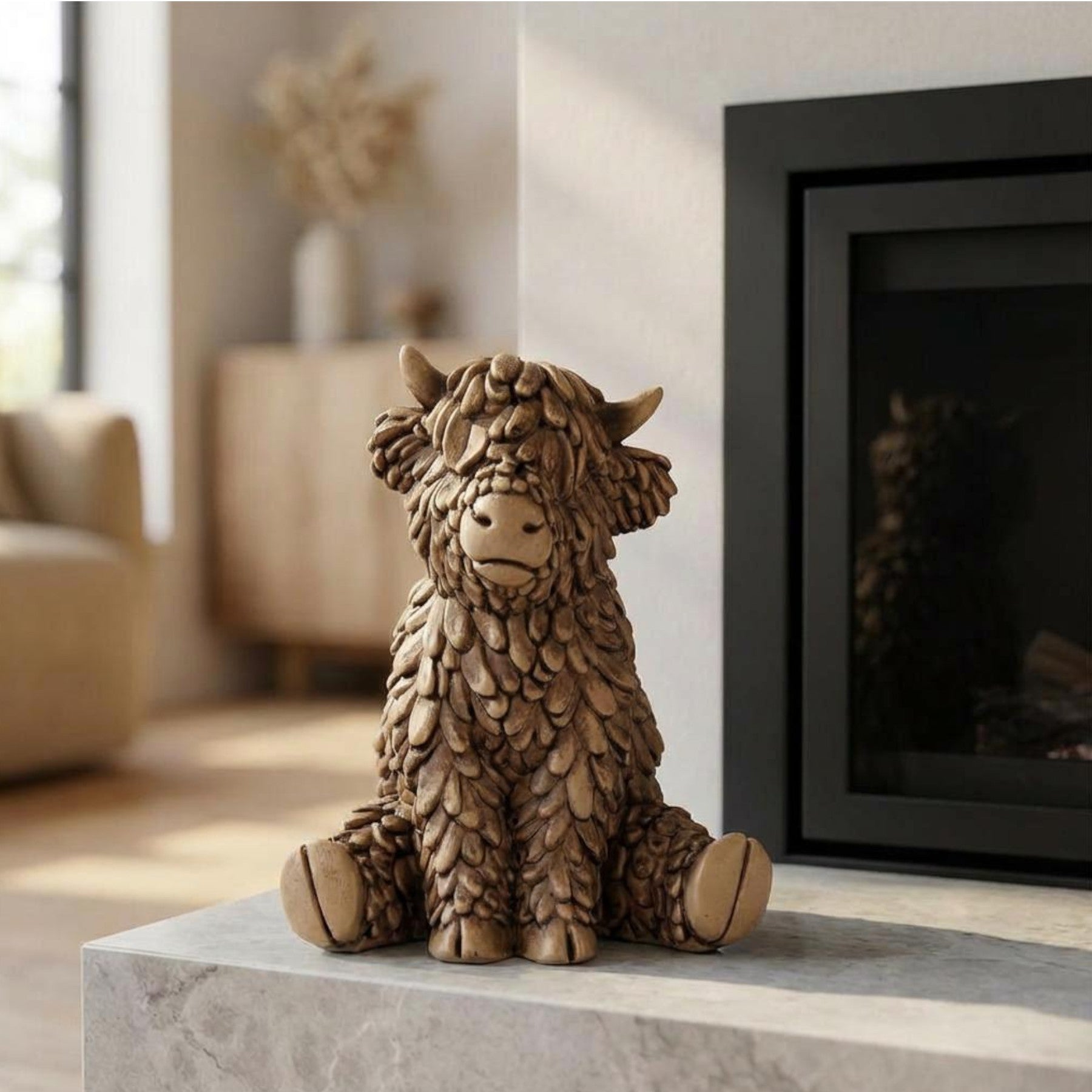 Sitting Hughie Highland Cow Ornament
