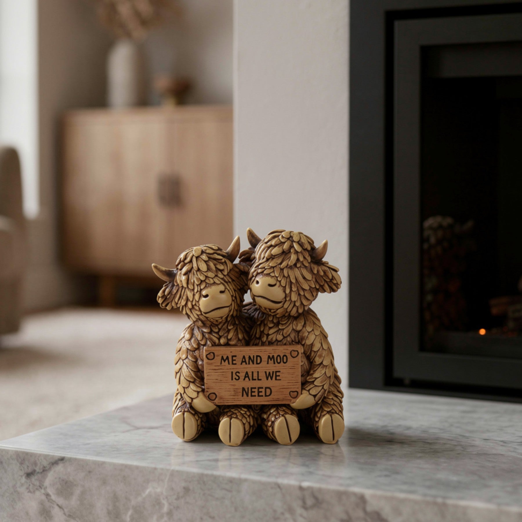 Hughie Highland Cow Me and Moo Ornament