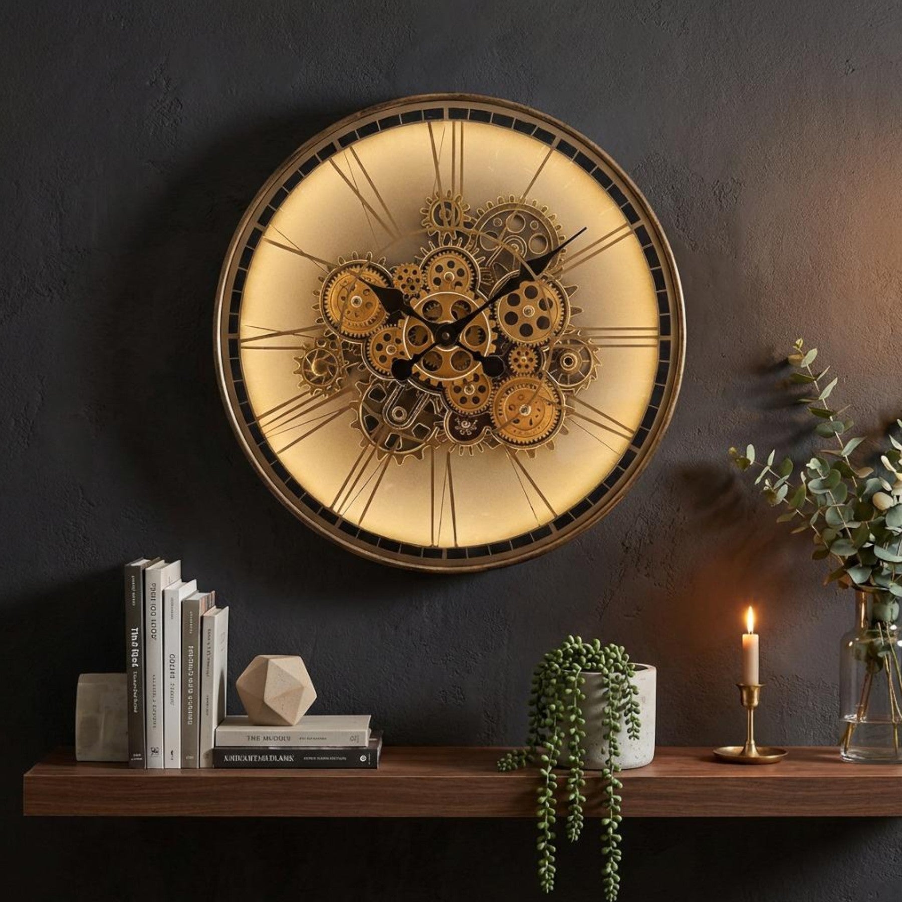 Artisan Gold Light Up Skeleton Wall Clock
