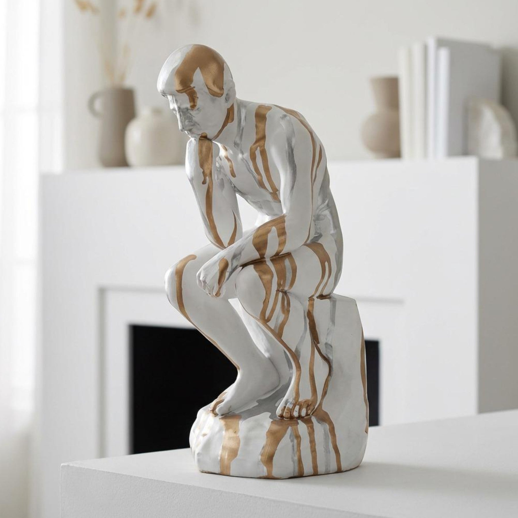 Ivory Drip Art Thinker Sculpture