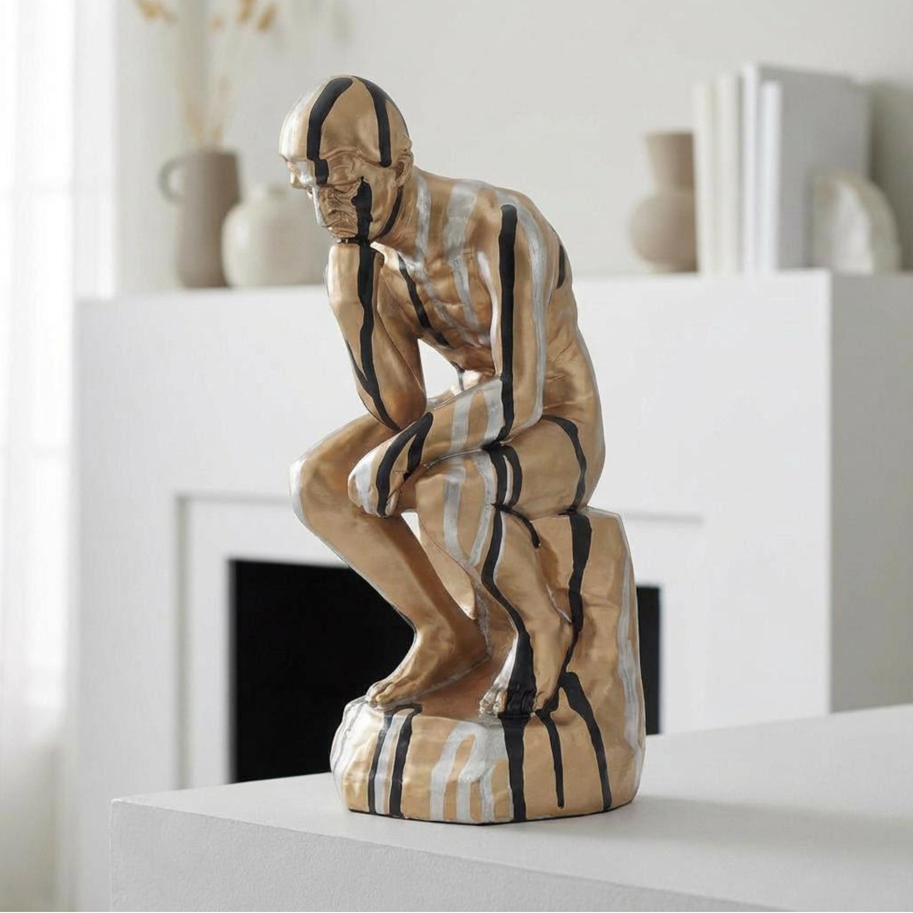 Gold Drip Art Thinker Sculpture