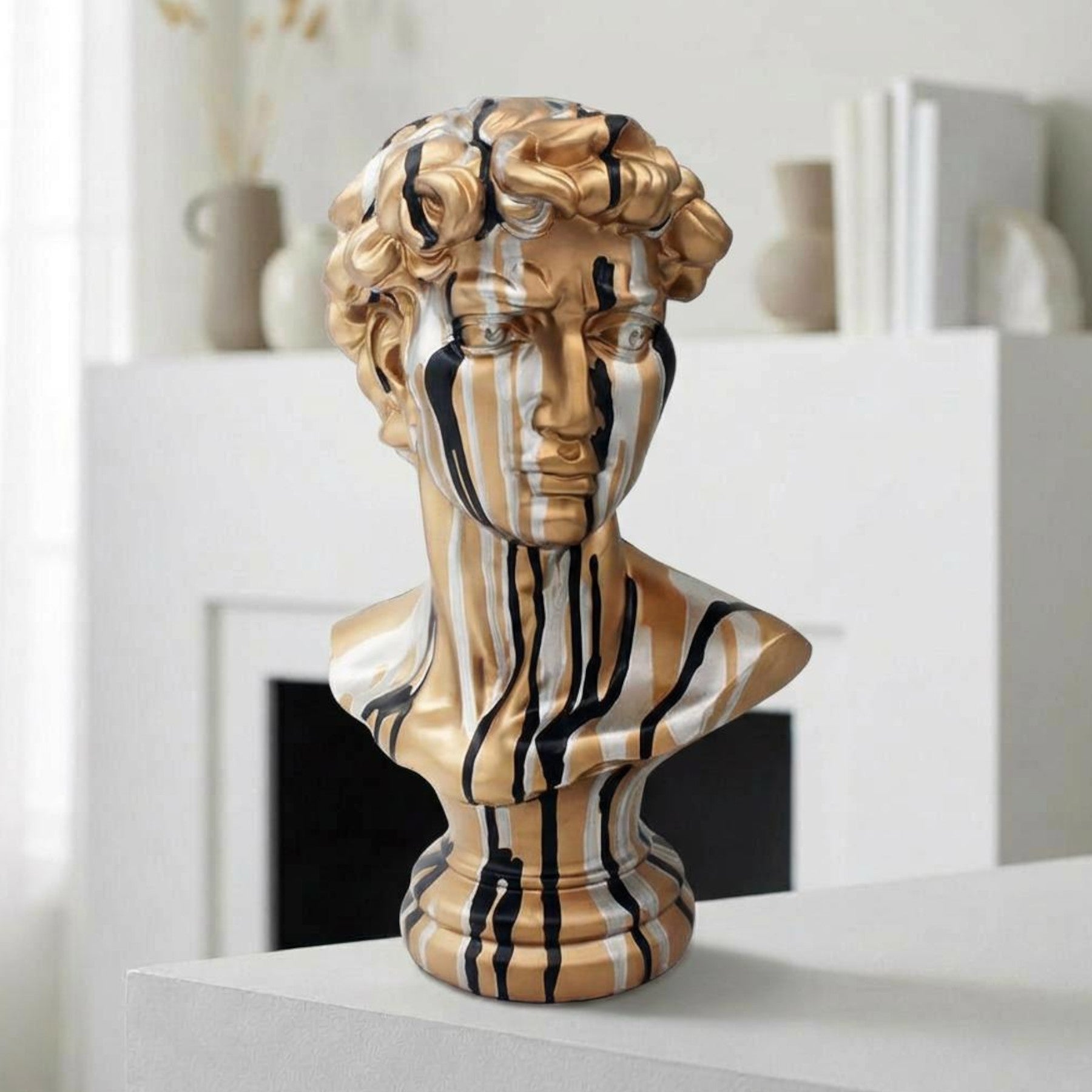 Gold Drip Art David Sculpture