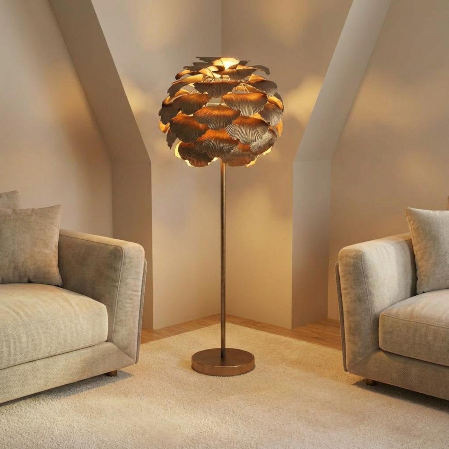 Botanica Gold Layered Leaf Standing Lamp