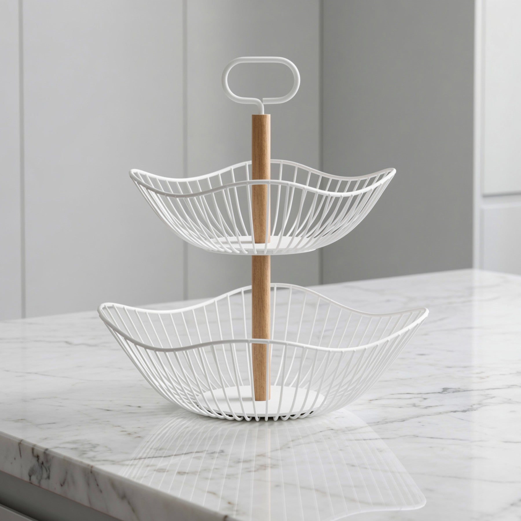 Urban White Two Tier Storage Basket