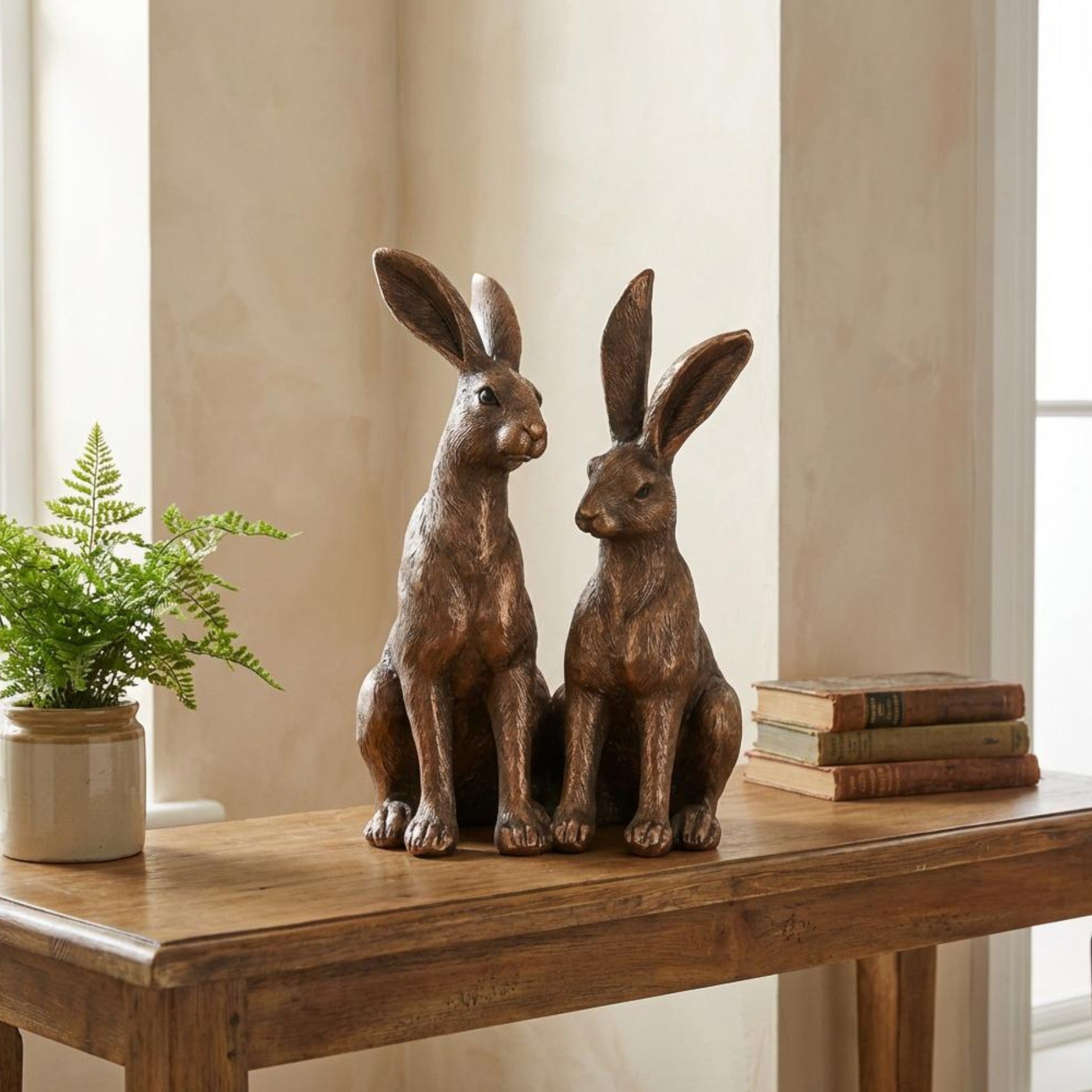 Bronzed Sitting Hares Ornament