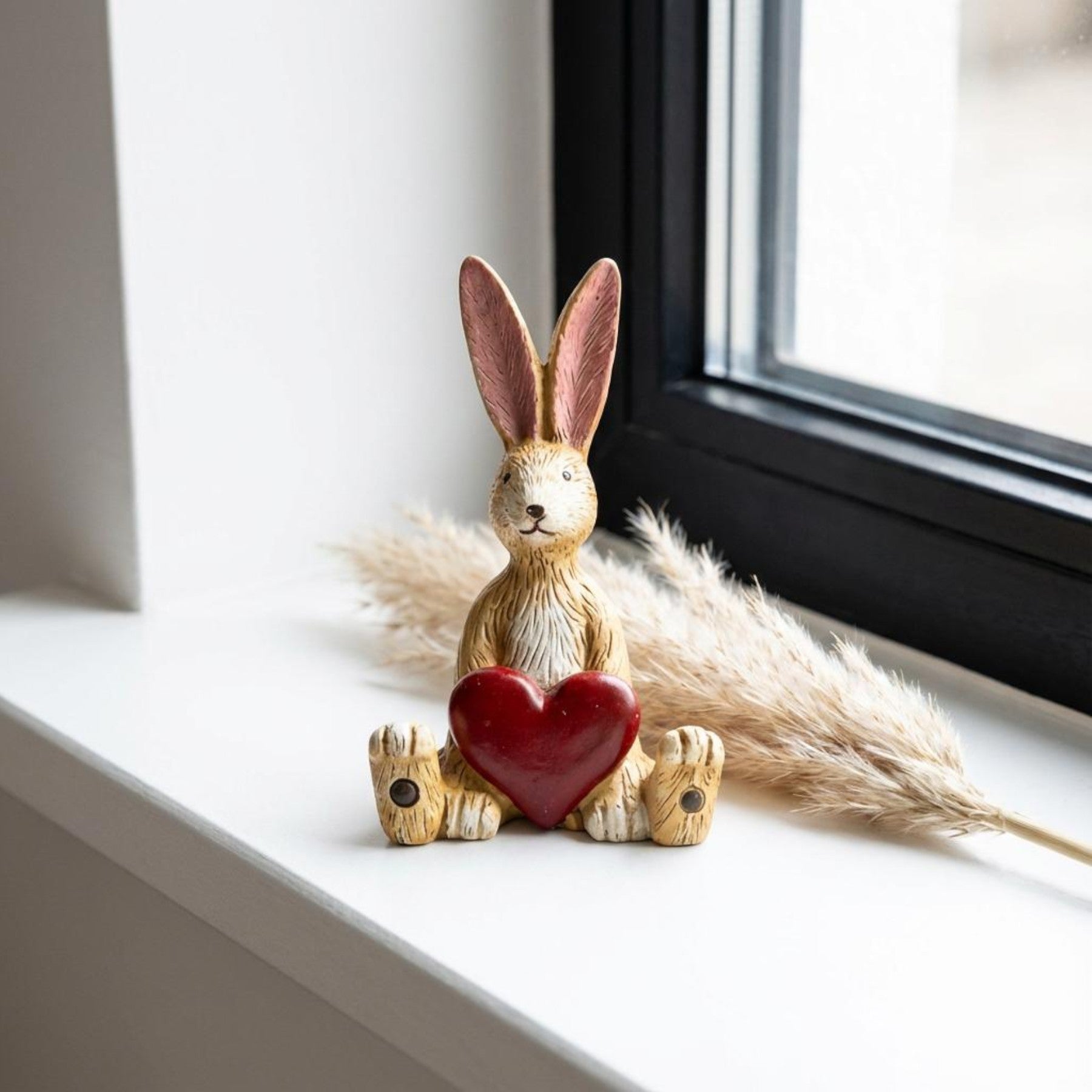 Sitting Red Heart Jasper Rabbit