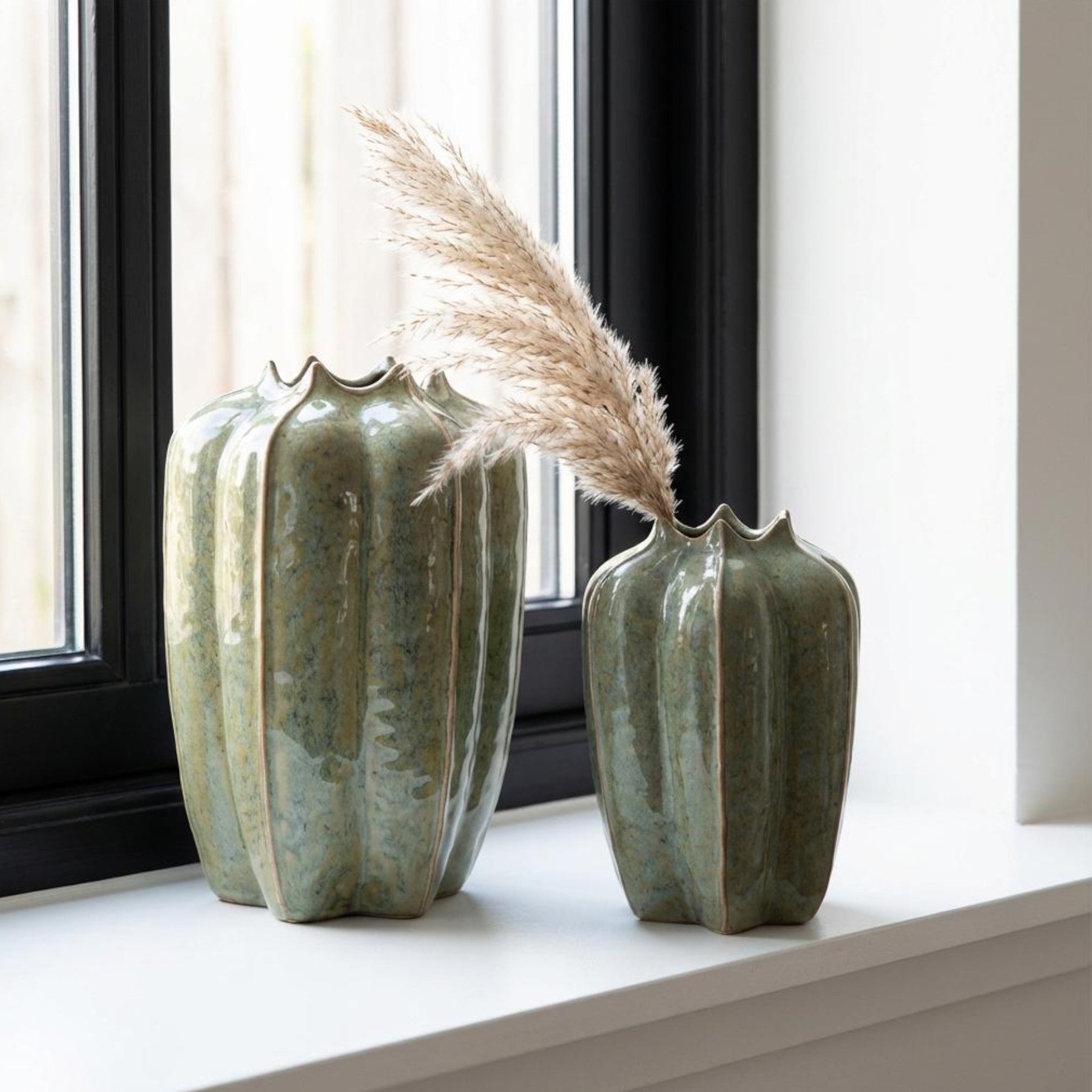 Green Seed Pod Bud Vase Duo