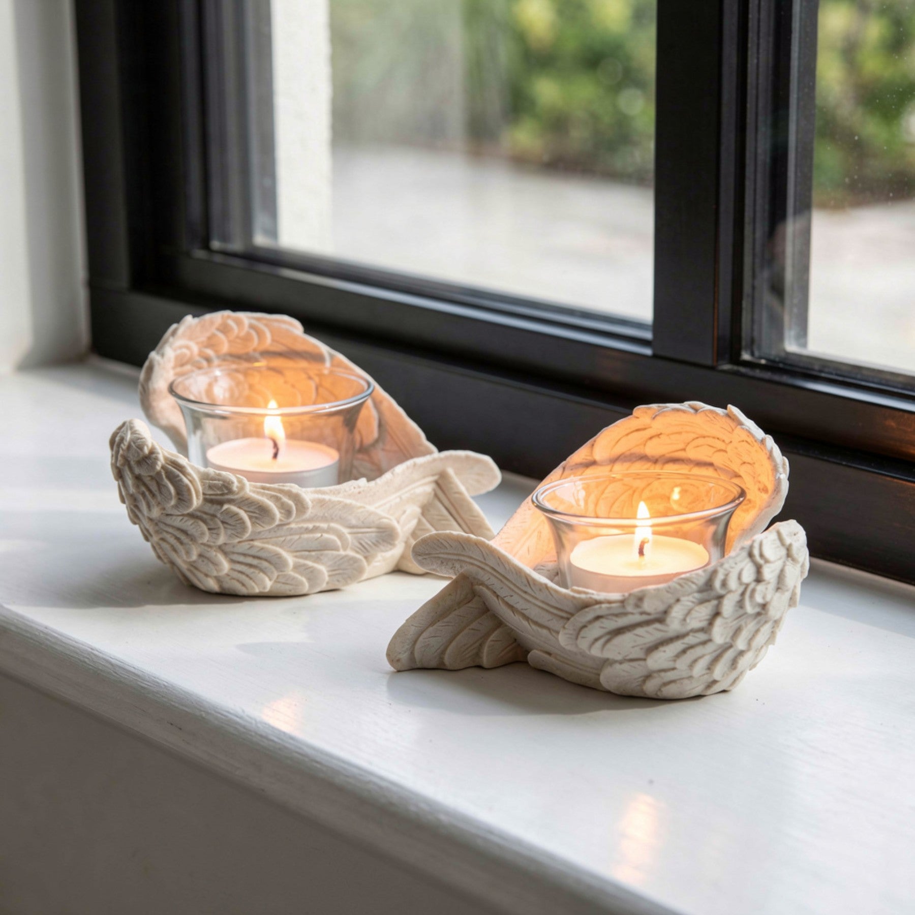 Serenity Angel Wings Votive Holder Duo