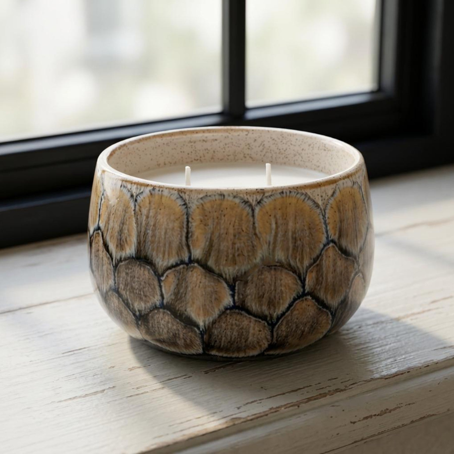 Reactive Glaze Double Wick Candle Pot