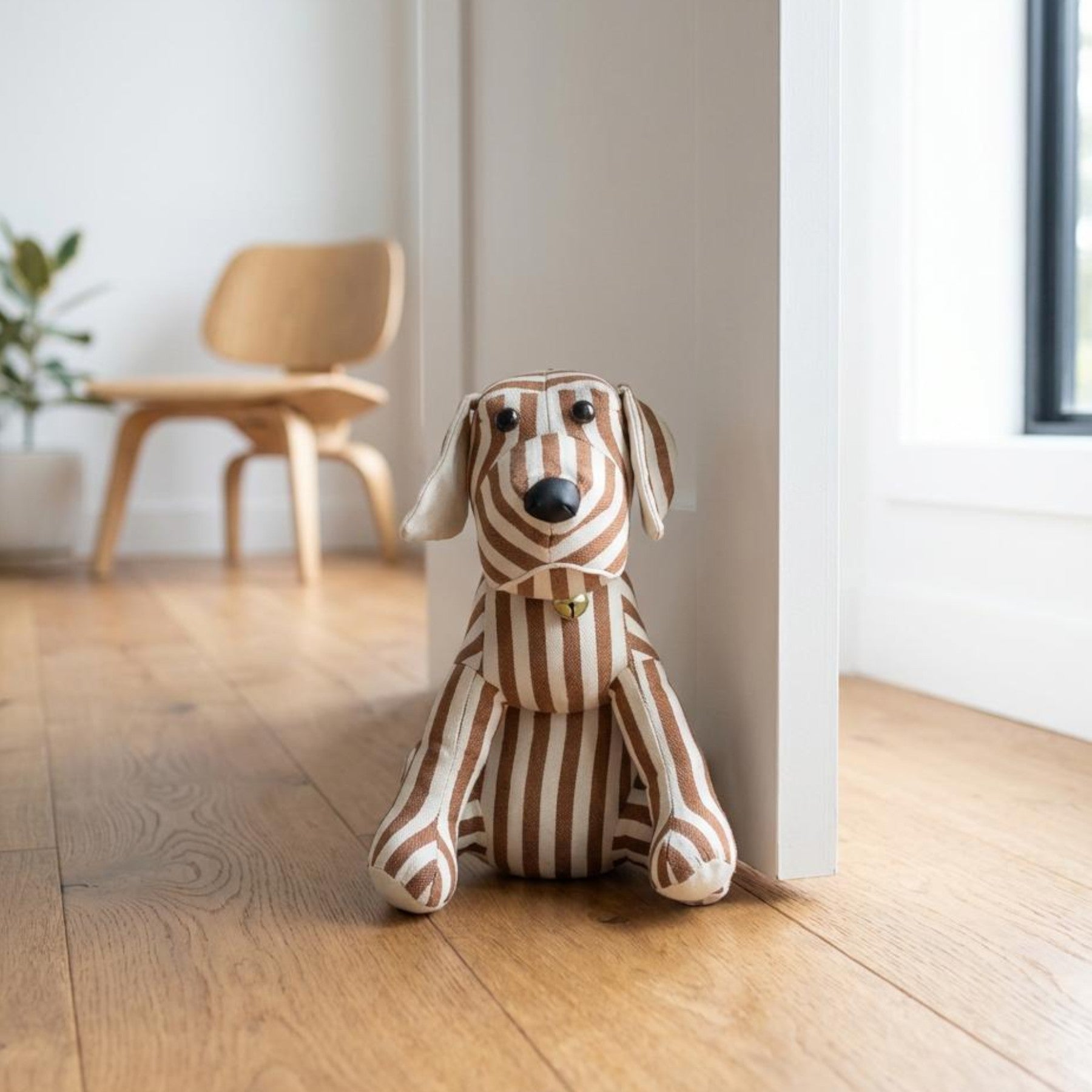Sitting Dog Striped Doorstop