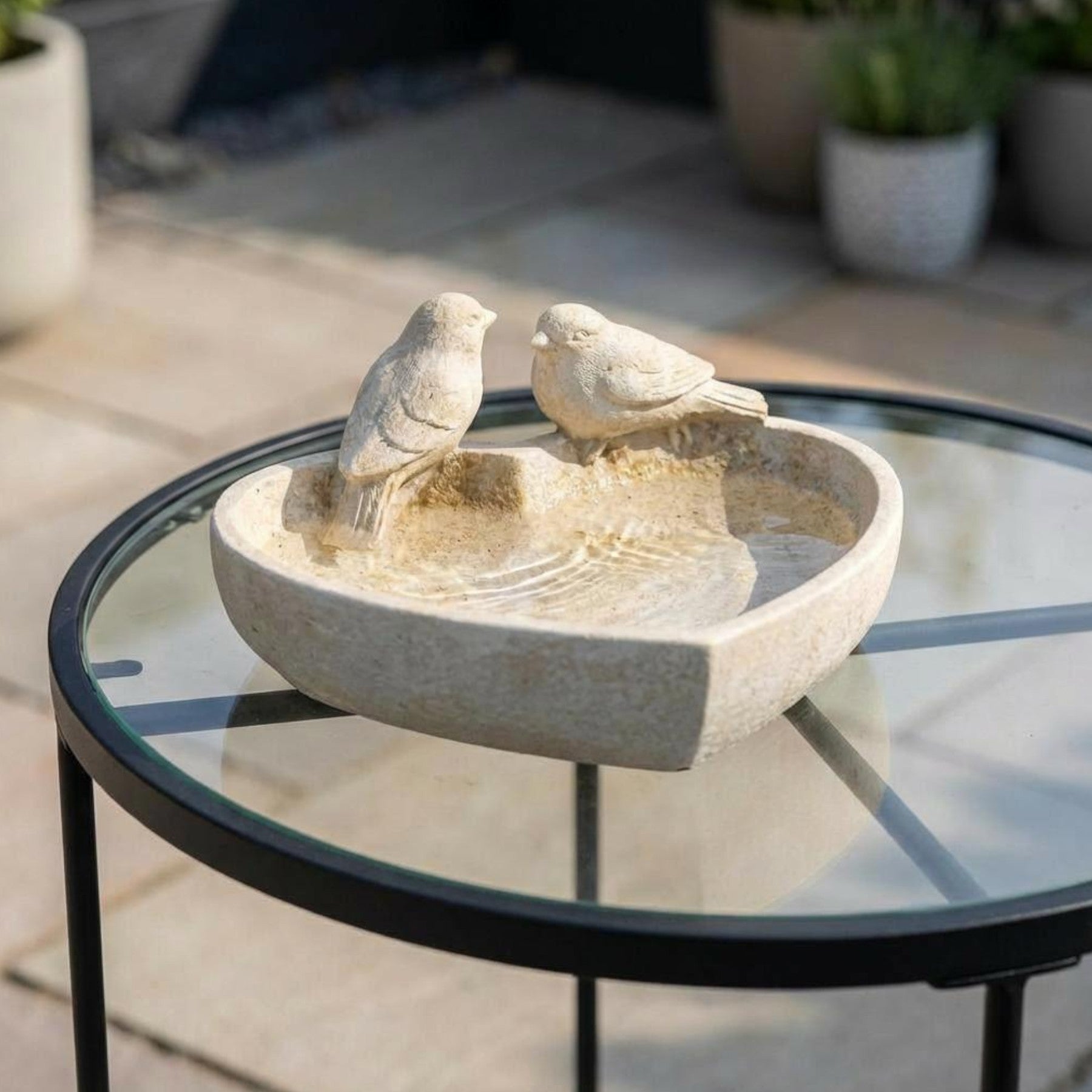 Duo Heart Bird Bath Decoration