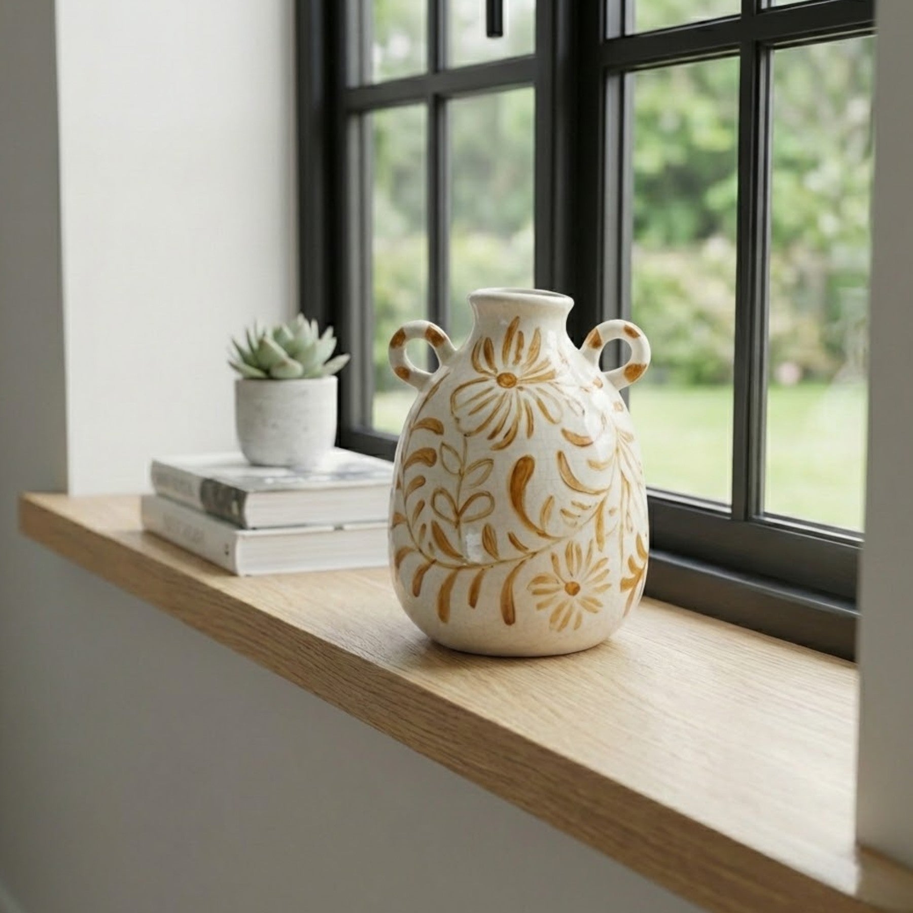 Golden Bloom Floral Vase