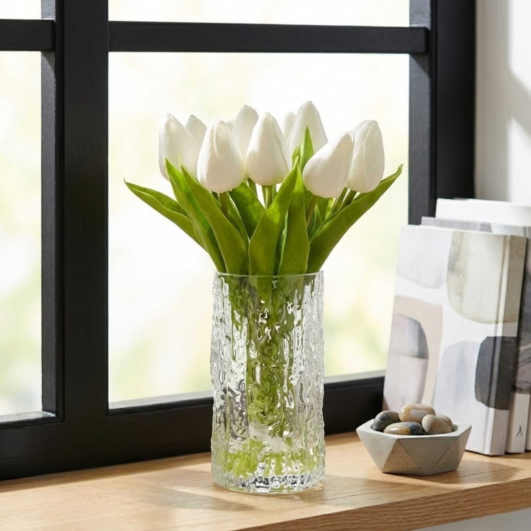 Faux Closed Tulip Stems In Vase