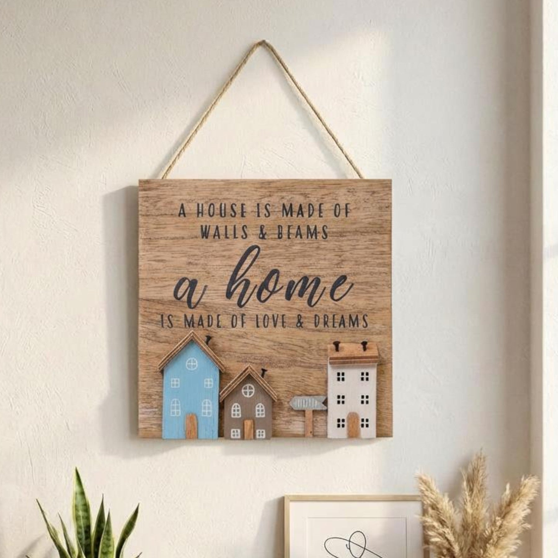 Hanging Wooden Love Home Sign