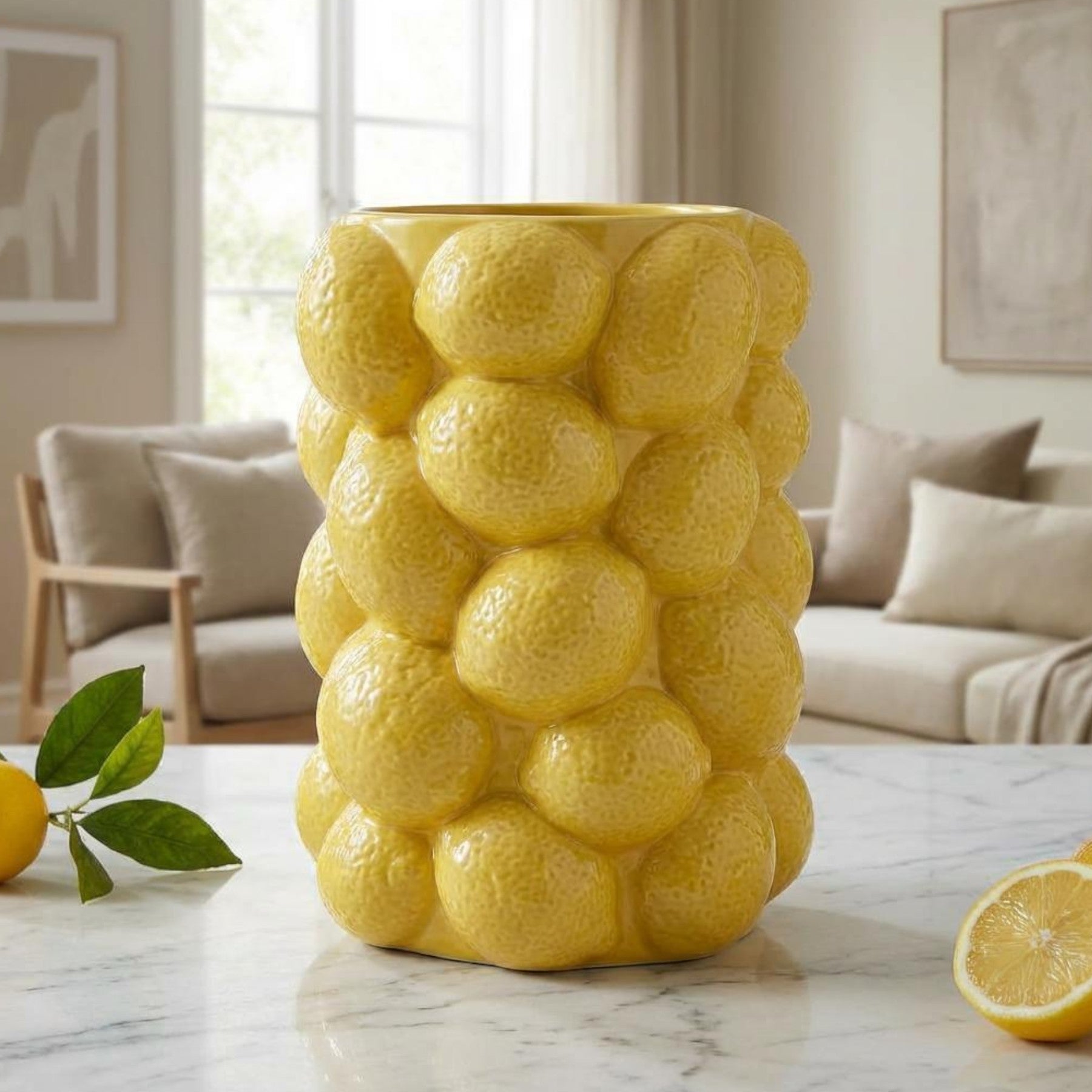 Zesty Abstract 3D Lemon Vase