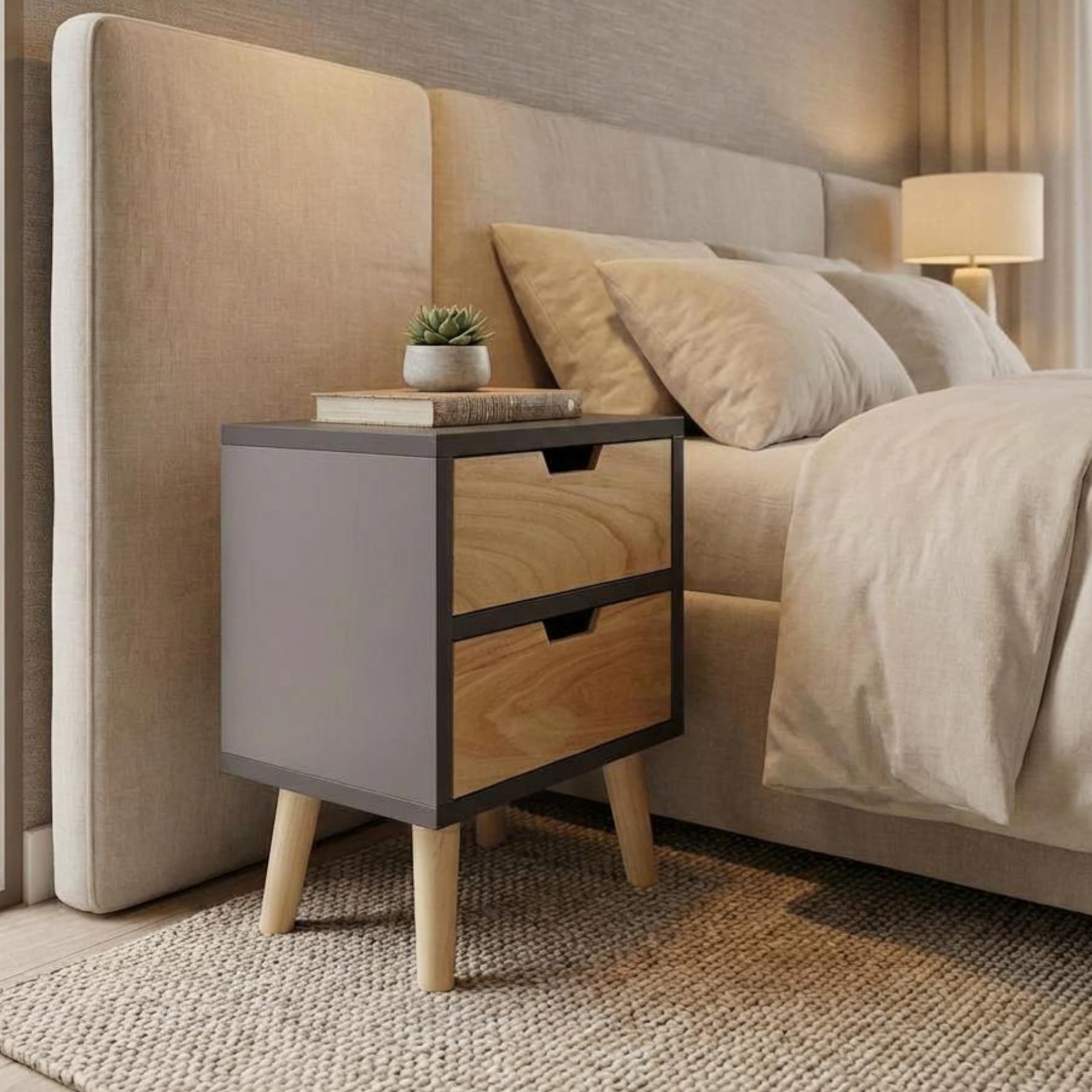 Scandinavian Style Two Drawer Cabinet