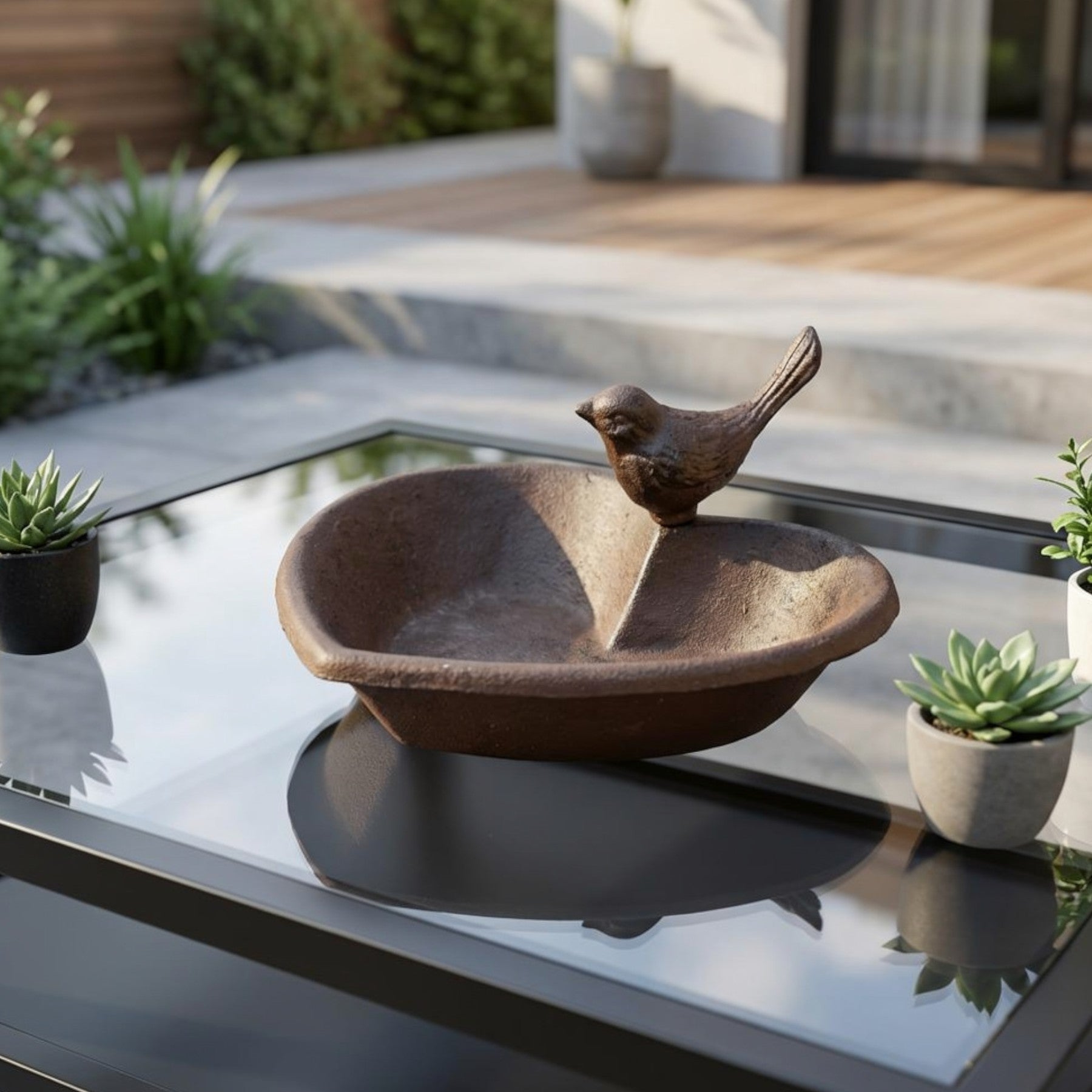 Cast Iron Heart Birdbath Feeder