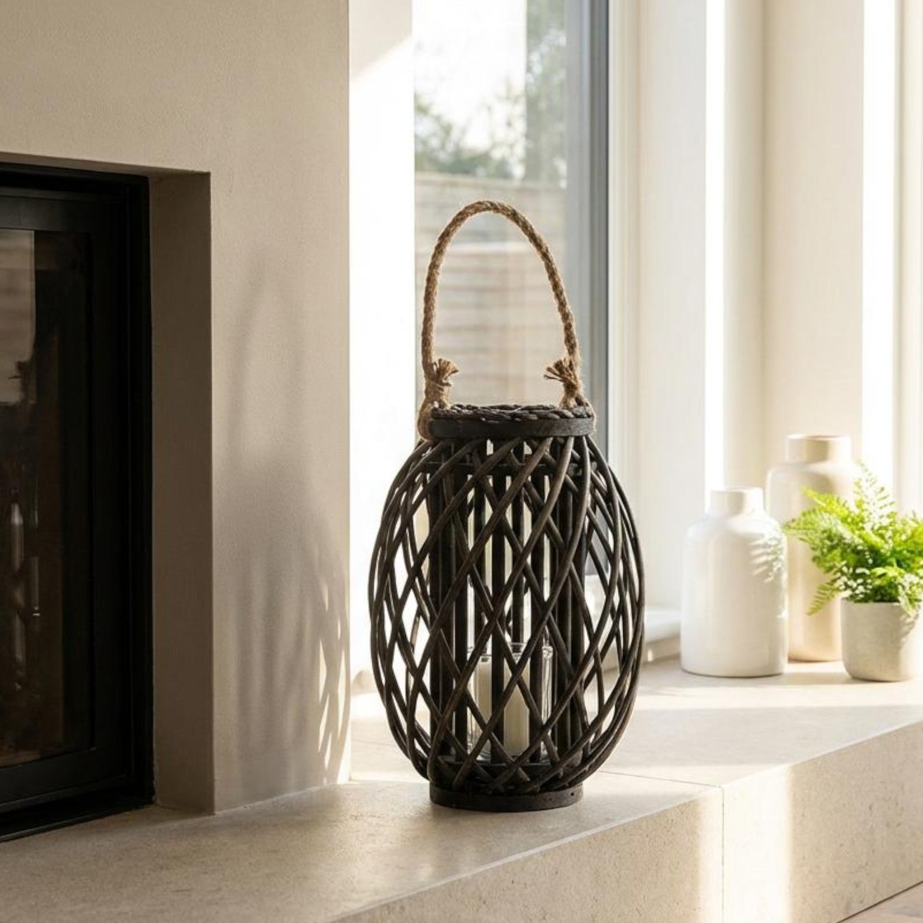 Maison Woven Wicker Lantern